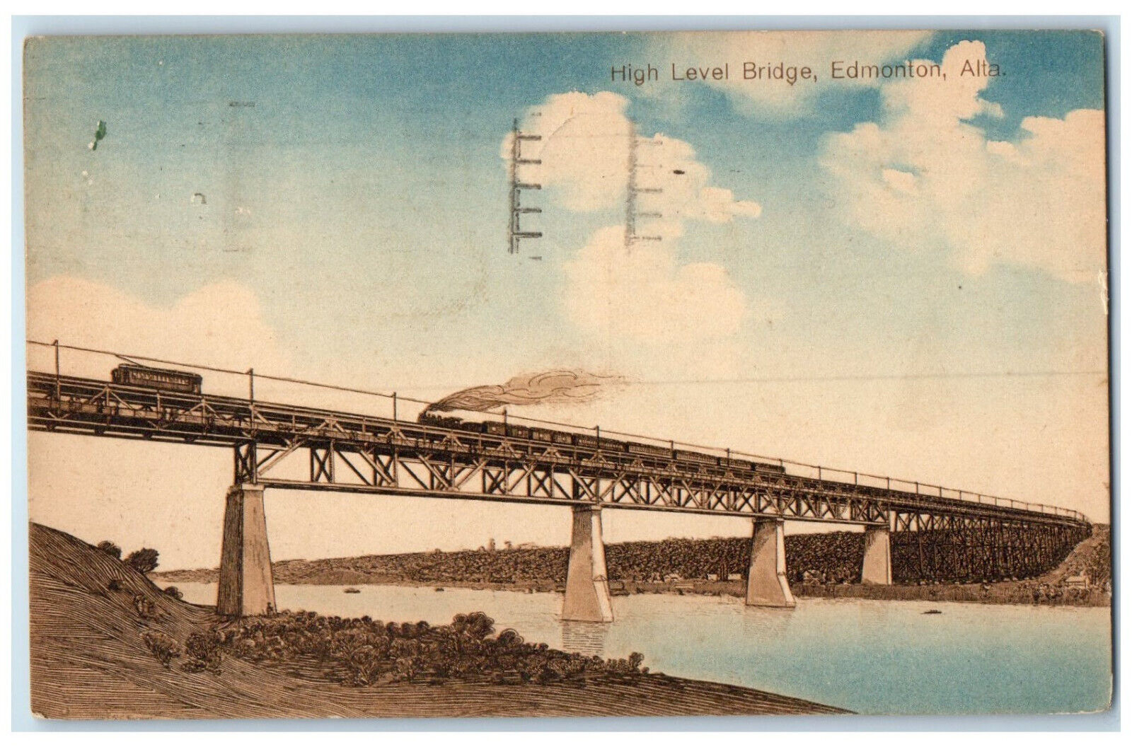 1913 High Level Bridge Edmonton Alberta Canada Antique Posted Postcard