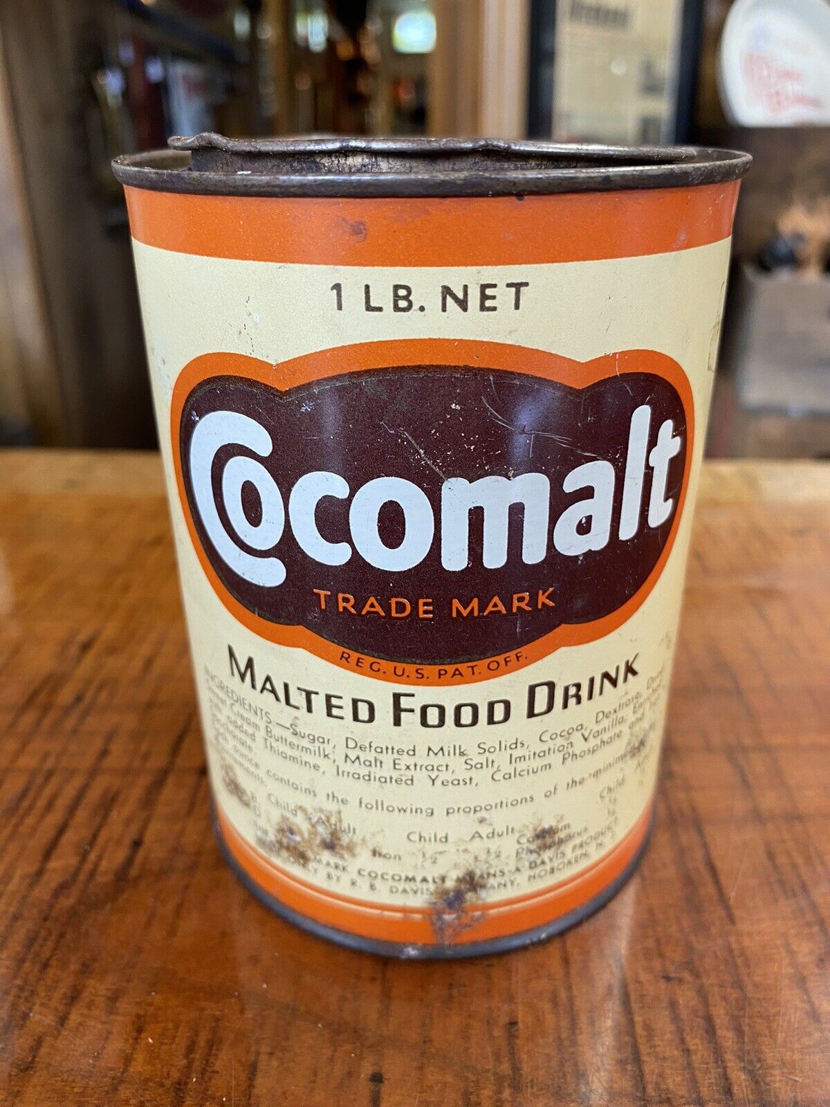 Vintage 1930’s - 40’s Cocomalt Malted Food Drink Tin With Lid
