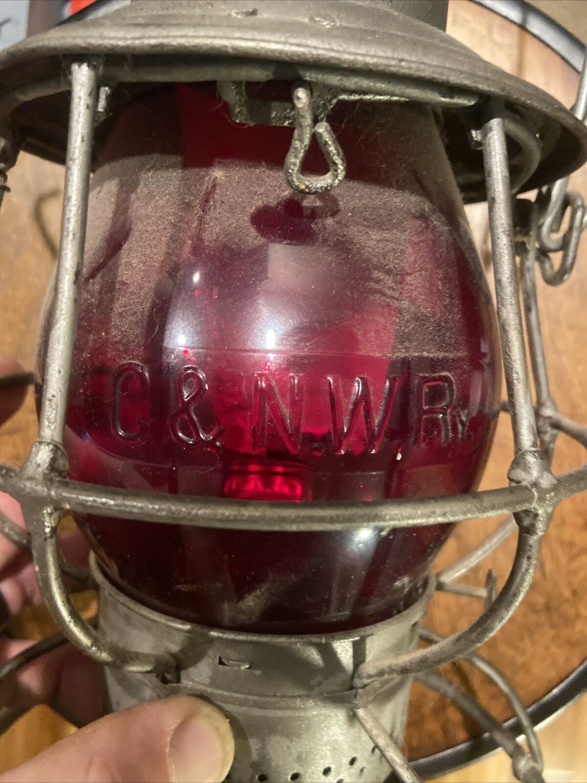 Vintage Adlake C&NWRy Red Globe Complete Lantern.  Very Rare