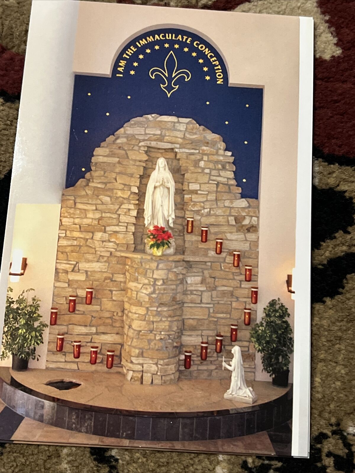 New postcard St. Bernadette grotto  pictured from shrine in Albuquerque