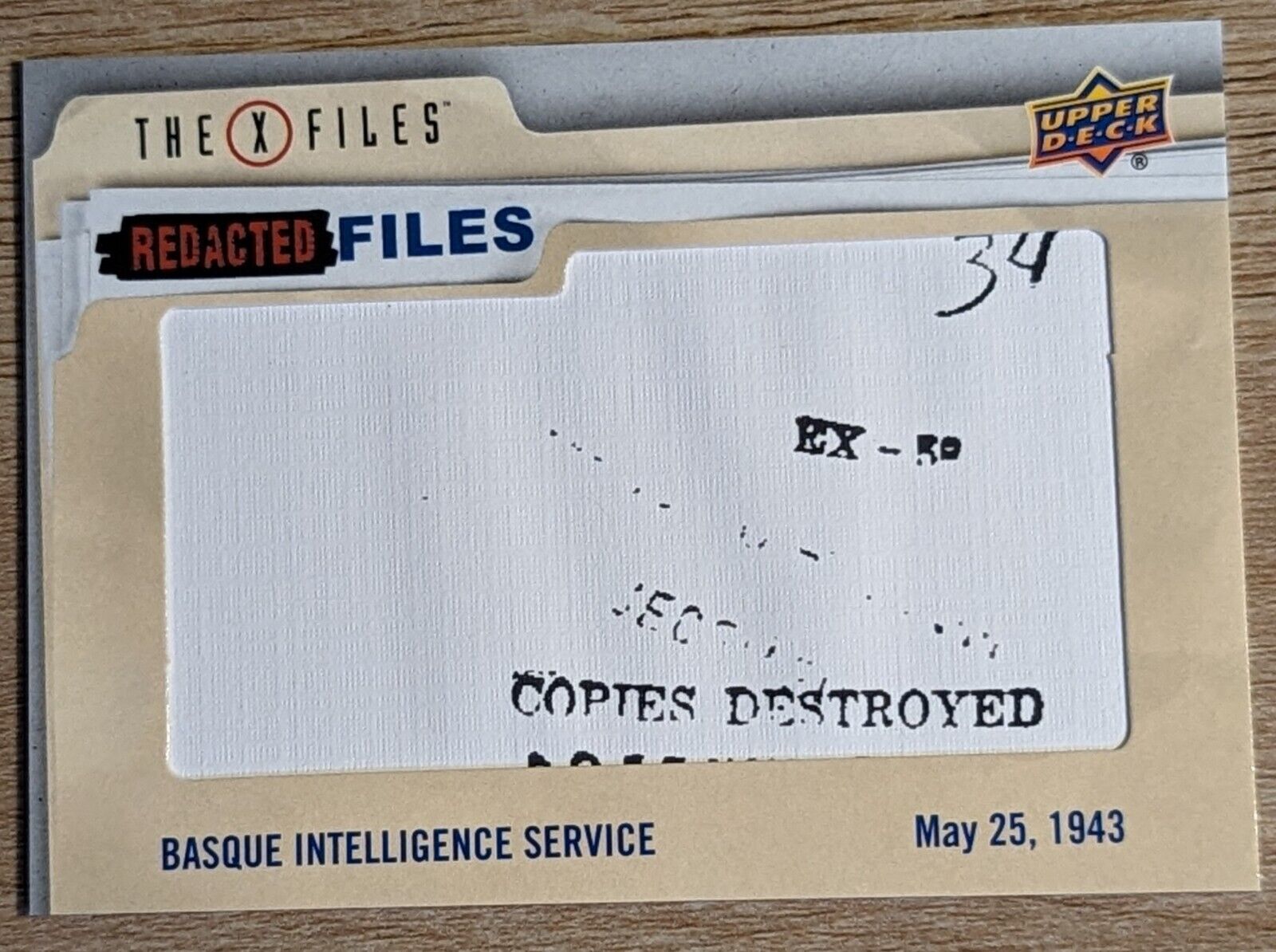 2019 Upper Deck The X-Files UFOs & Aliens Redacted Files Basque Intel Serv RF-10