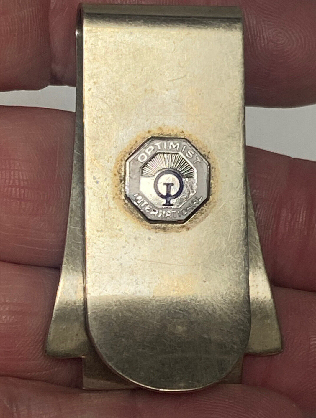 Vintage Optimist International Chrome Metal Enamel Logo Men’s Money Clip Rare
