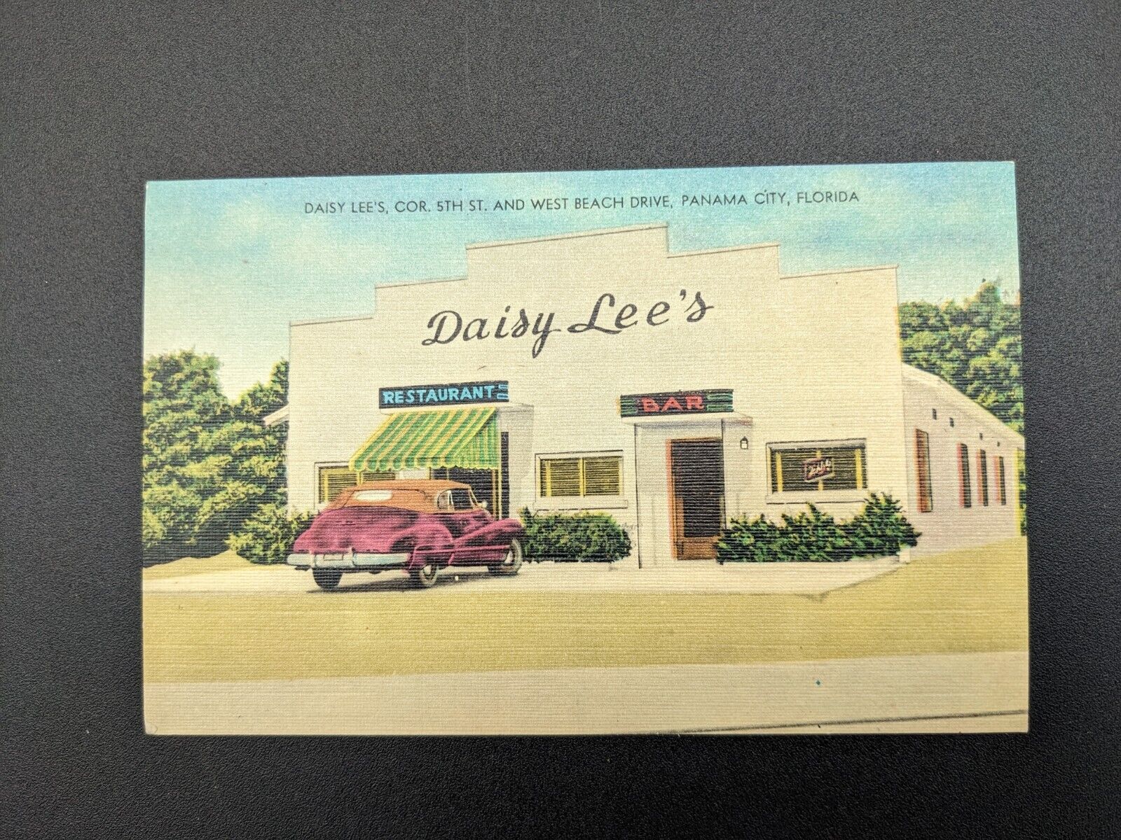 Vintage MWM Linen Postcard DAISY LEE\'S RESTAURANT BAR Panama City FL
