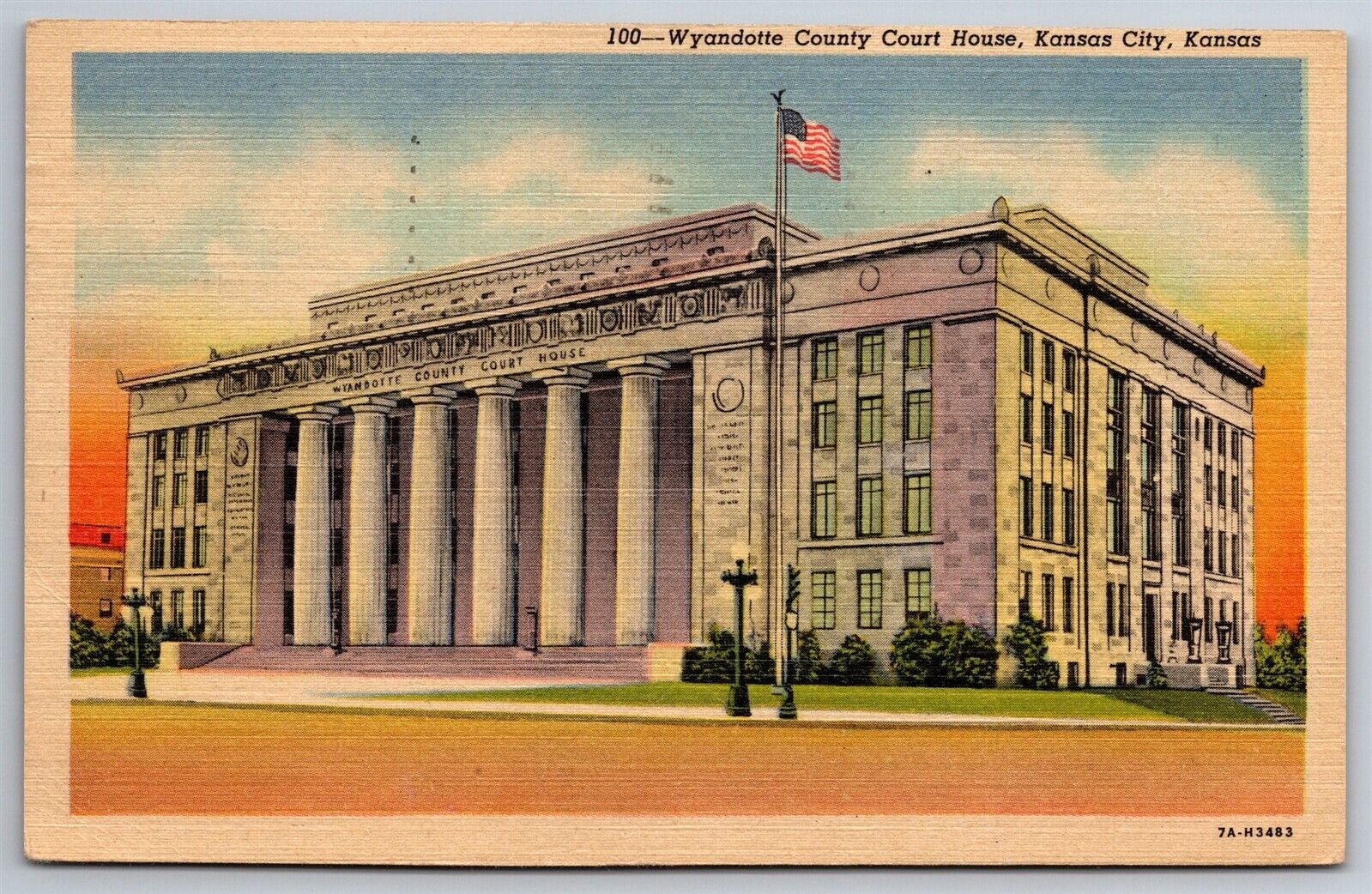 Wyandotte County Court House Kansas City Kansas C1952 Linen Postcard M1
