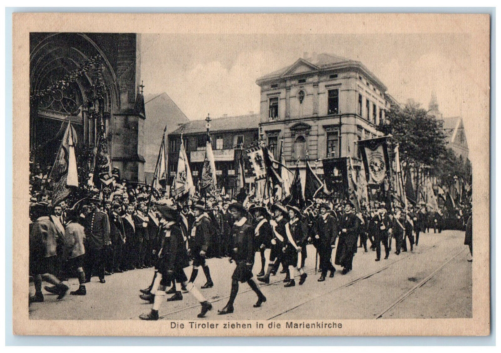 1921 Tyrolean\'s Move to St. Mary\'s Church Parade YMCA Catholic Youth Postcard