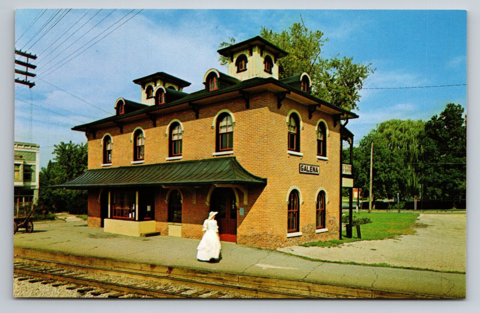 Illinois Central Railroad Depot Galena Vintage Unposted Postcard