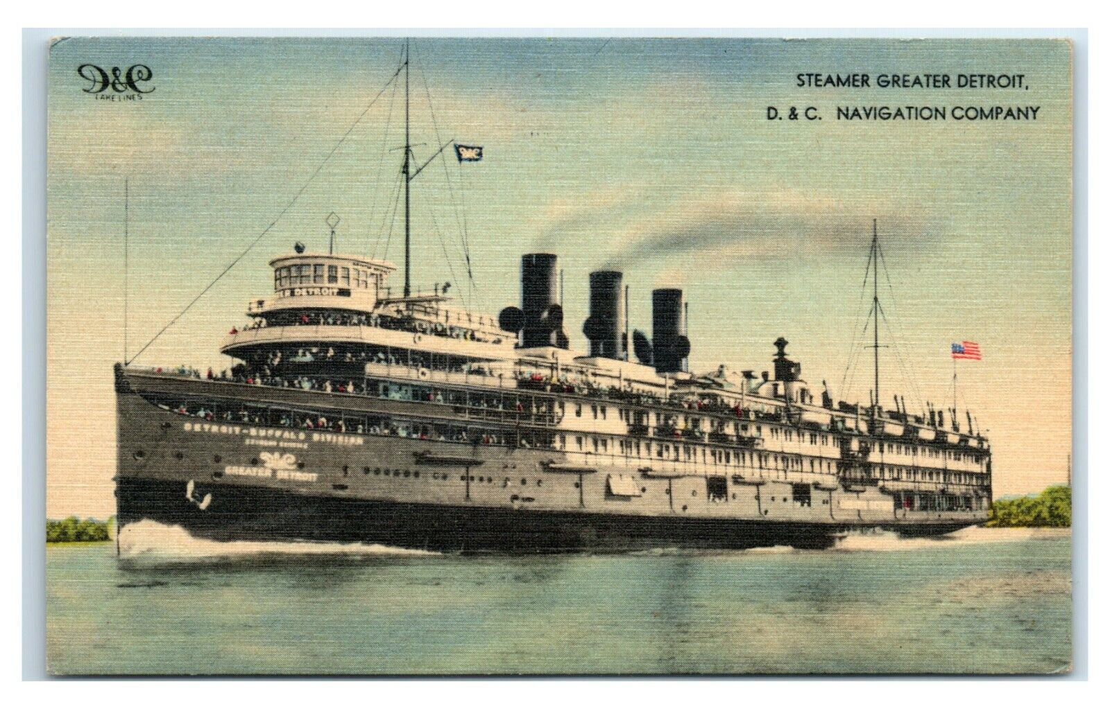 Postcard Steamer Greater Detroit, D&C Navigation Company 1945 Y55