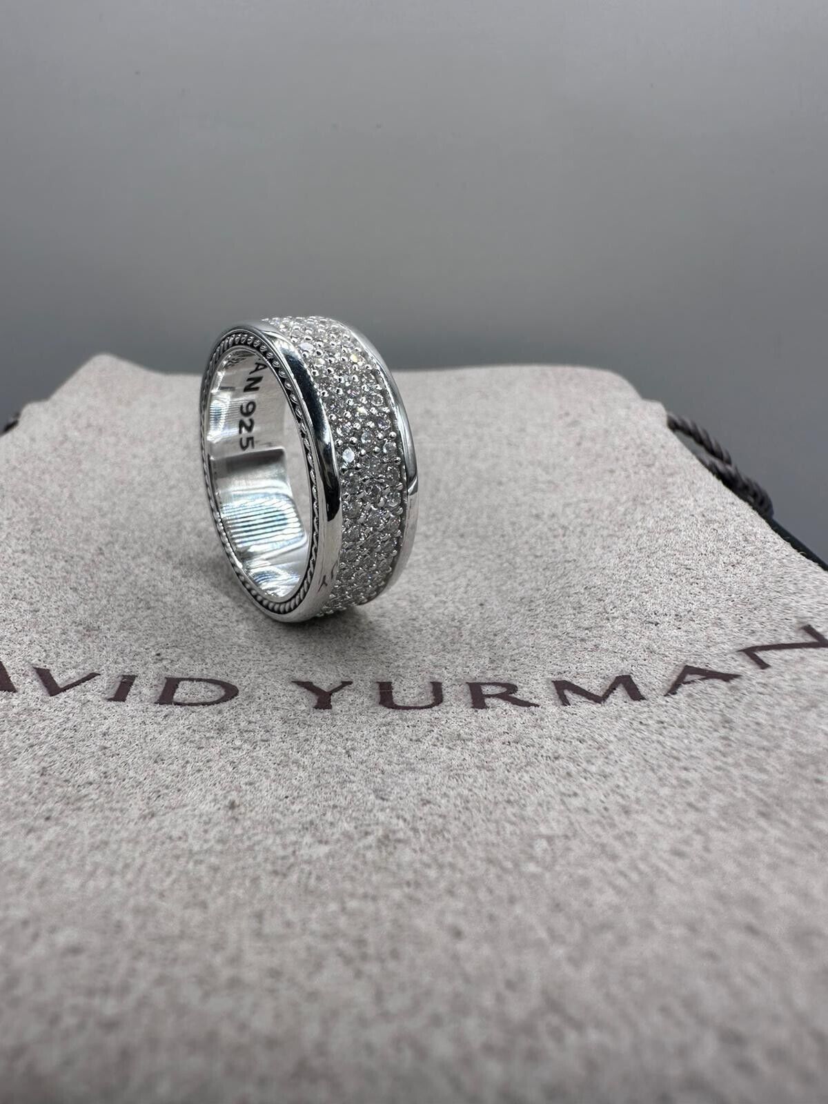 David Yurman Sterling Silver 925 Streamline 3 Row Pave Diamond Ring Sz 10
