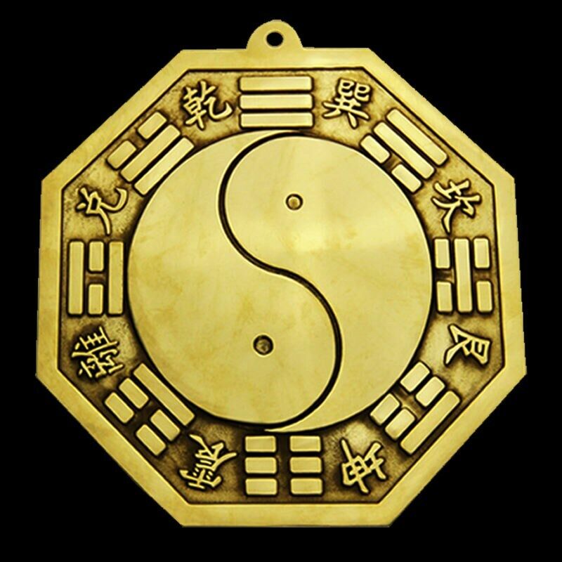 18cm Chinese Traditional Pure Copper Bagua Mirror Feng Shui Home Decor Crafts