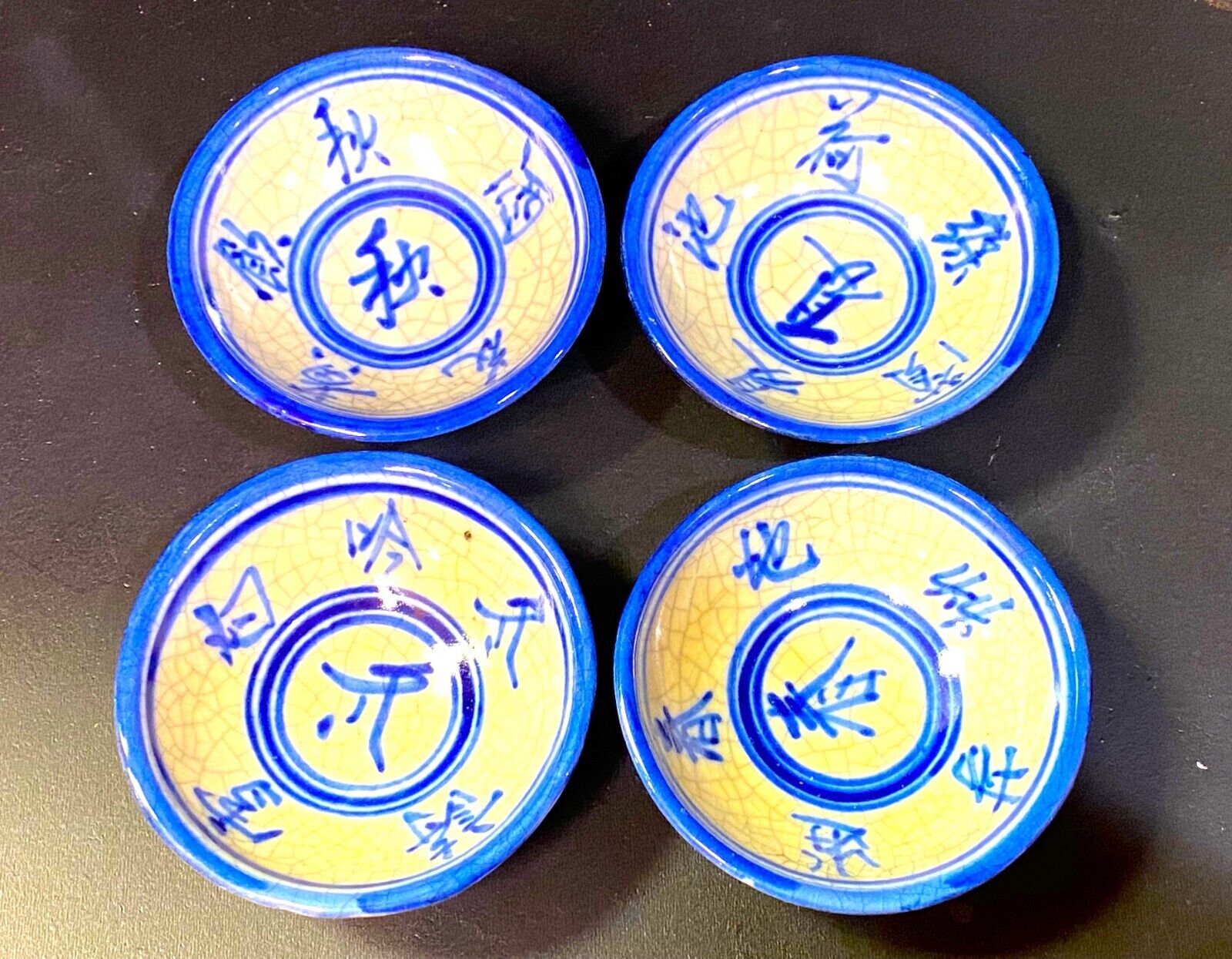 Japanese RAKU Crackle Glass Glaze Pottery Finger Dipping Bowls 85mm - 52BV