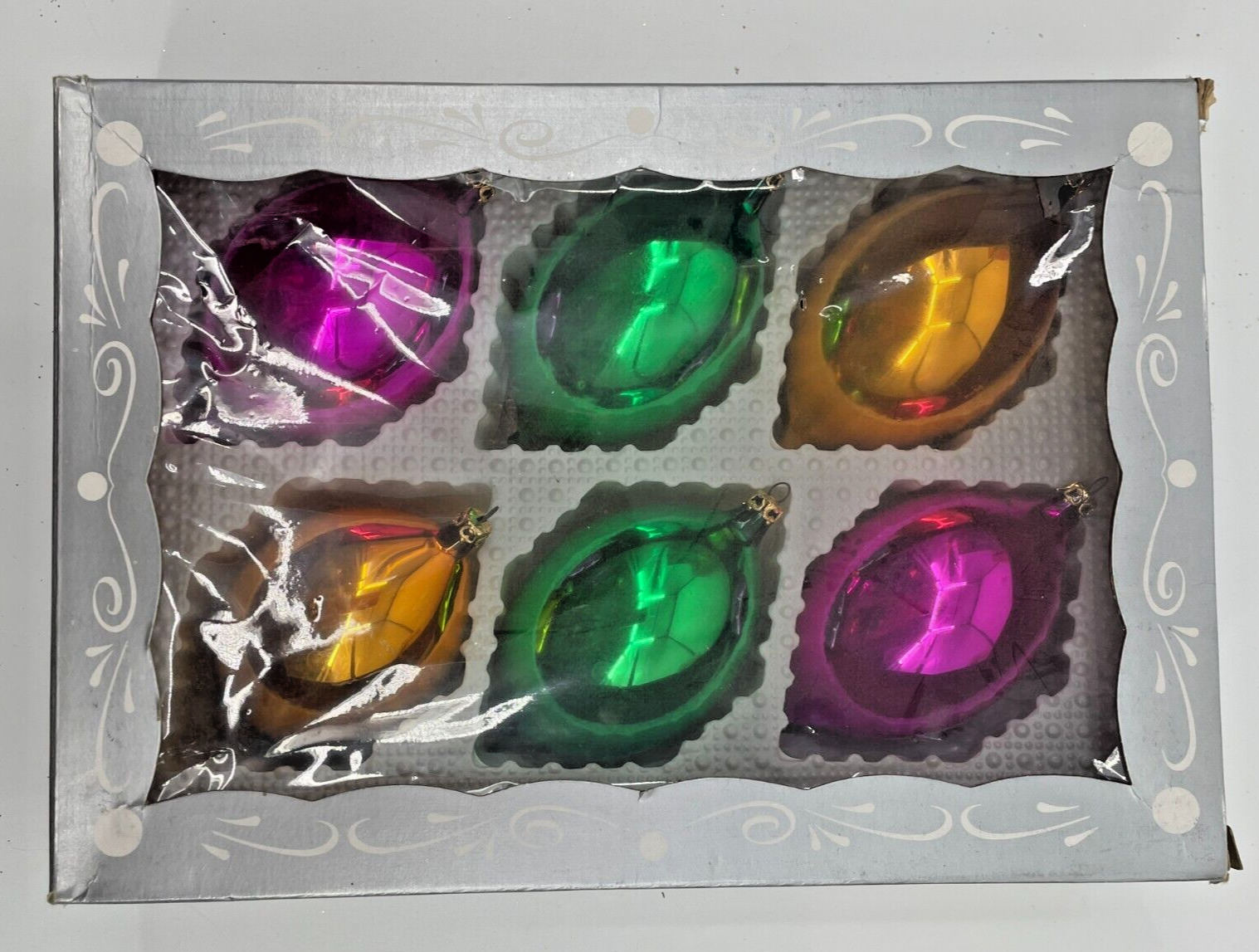 Kurt S. Adler Multicolor Traditional Glass Teardrop Ornaments Set Of 6 Box