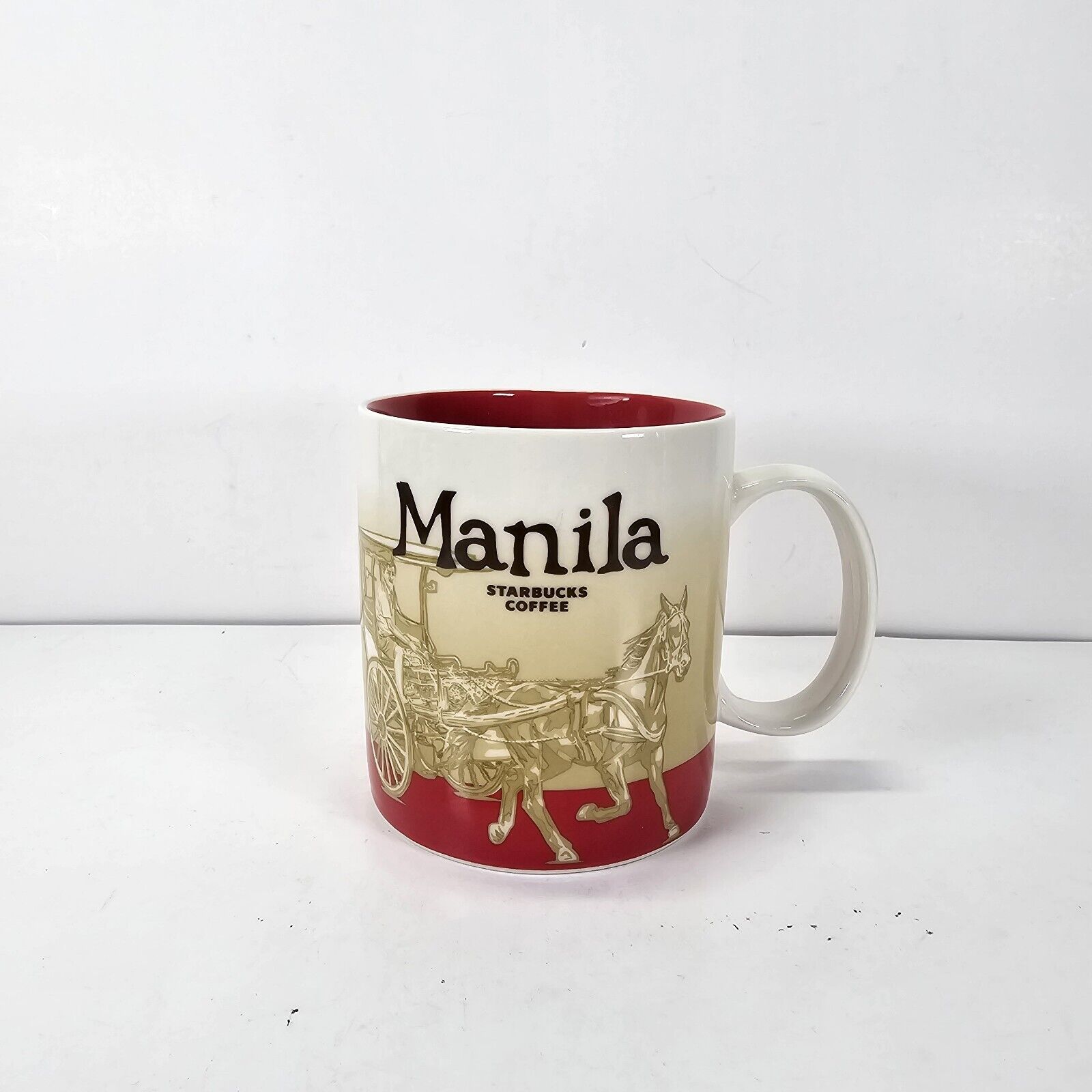 Starbucks 2015 Manila 16 Oz Cup Mug Red Horse & Carriage Collectors Series