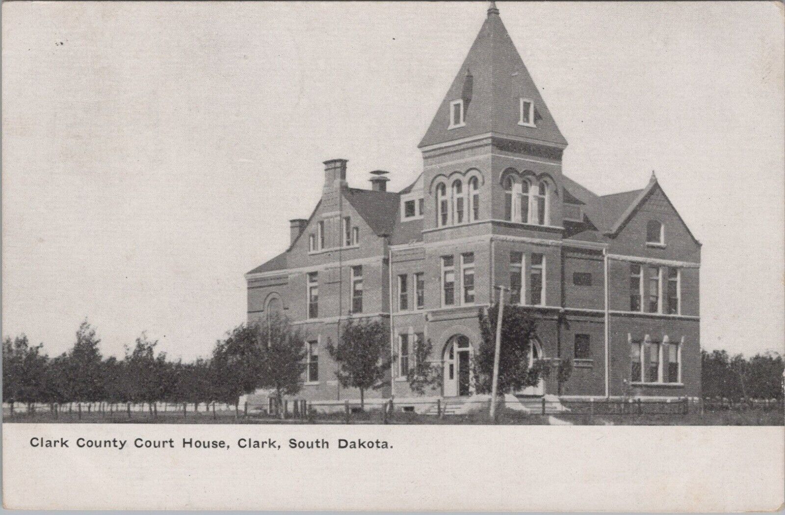 Clark South Dakota County Court House 1909 postcard KP2