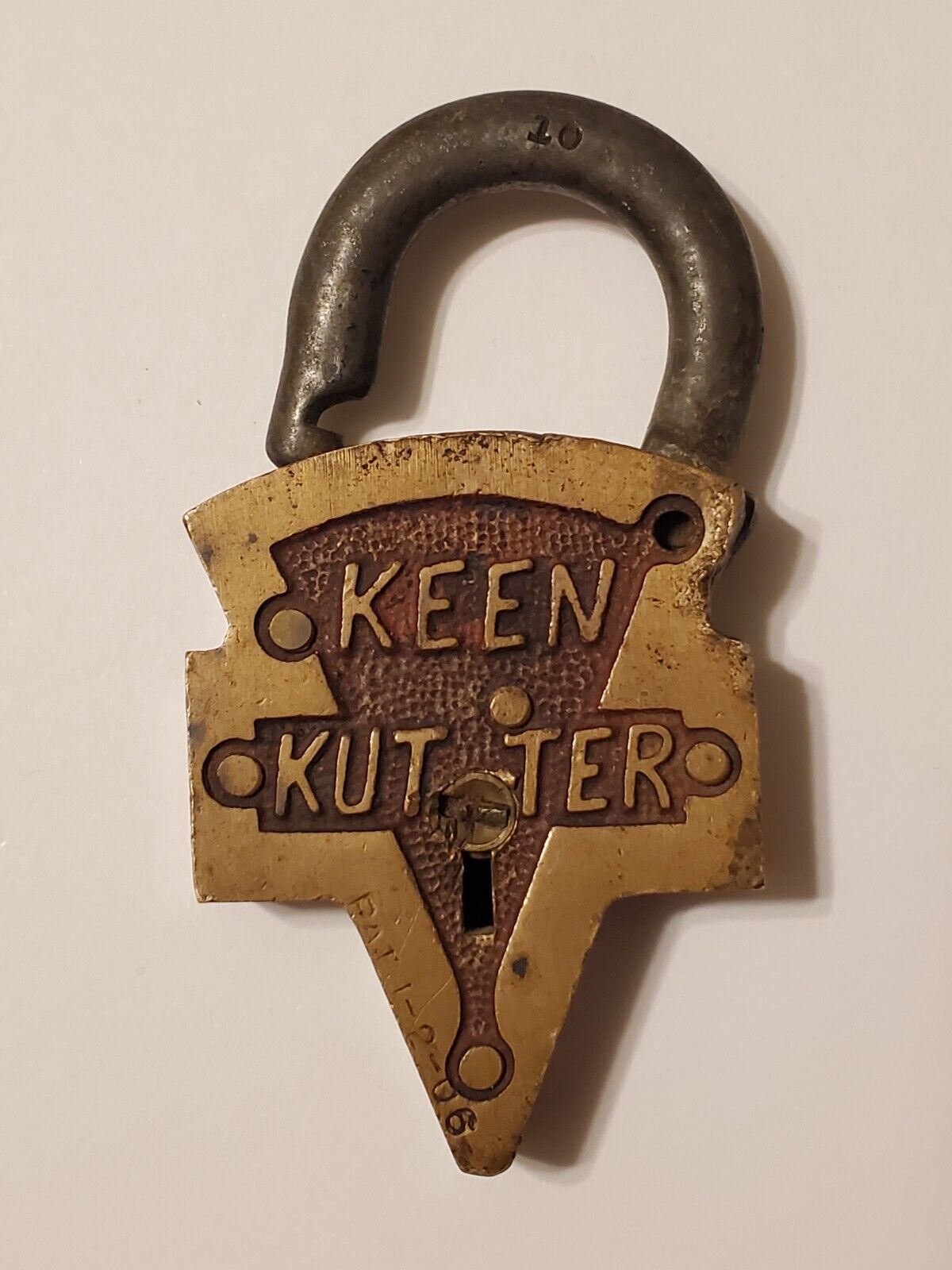 Keen Kutter Padlock Pat 1-2-06 1906 Lock Grail Brass Antique Tool No Key