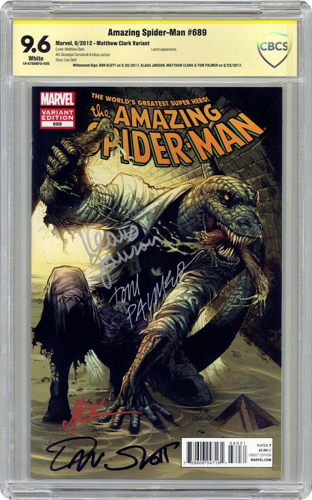 Amazing Spider-Man #689B Clark 1:25 CBCS 9.6 SS Slott/Janson/Clark/Palmer 2012