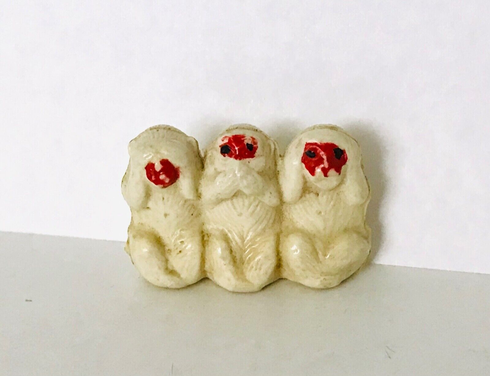 Vintage Celluloid Three Monkeys See No Evil Hear No Evil Mini Figurine Novelty