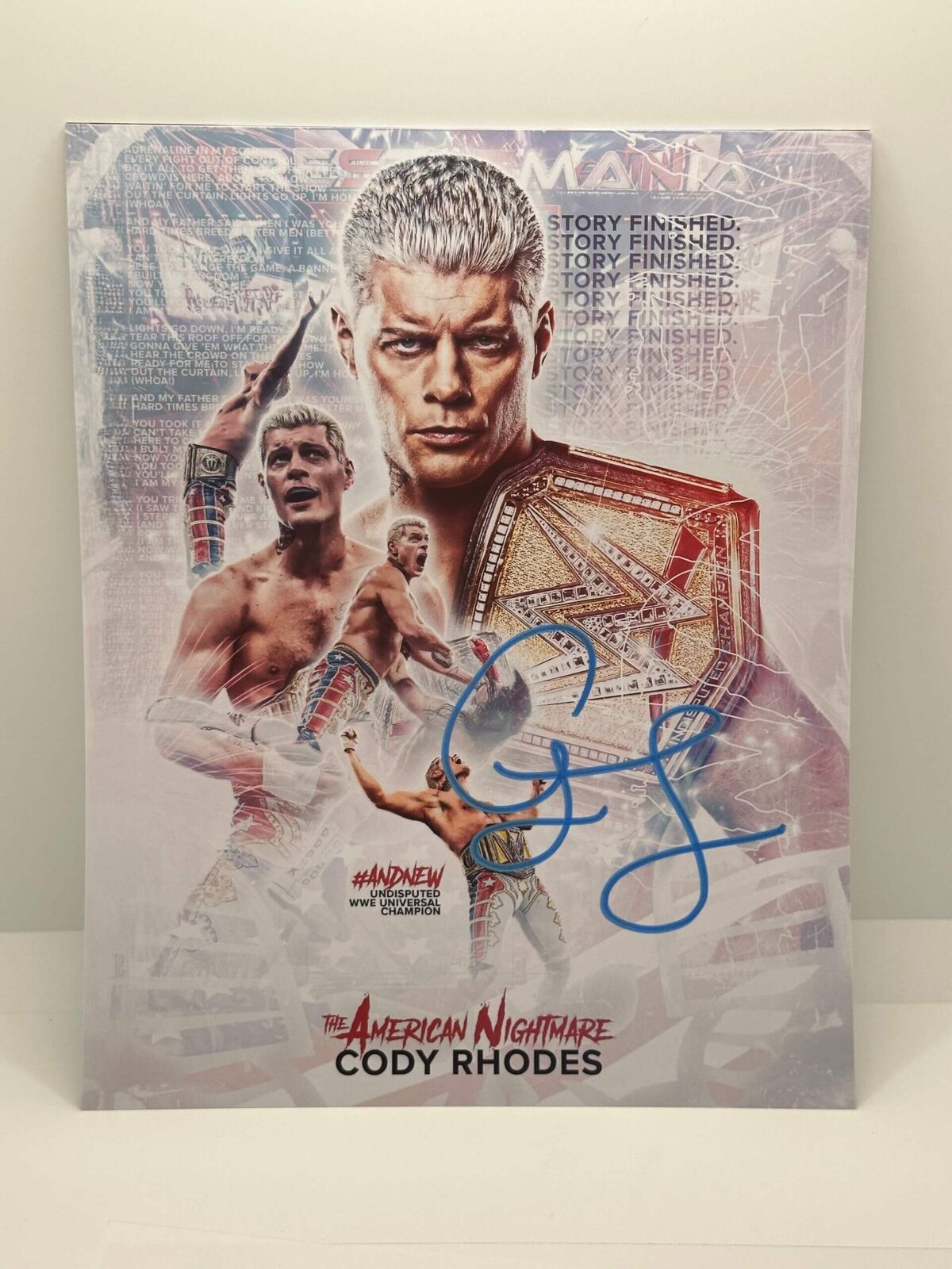 Cody Rhodes Undisputed WWE Champion Signed Autographed Photo Authentic 8X10 COA