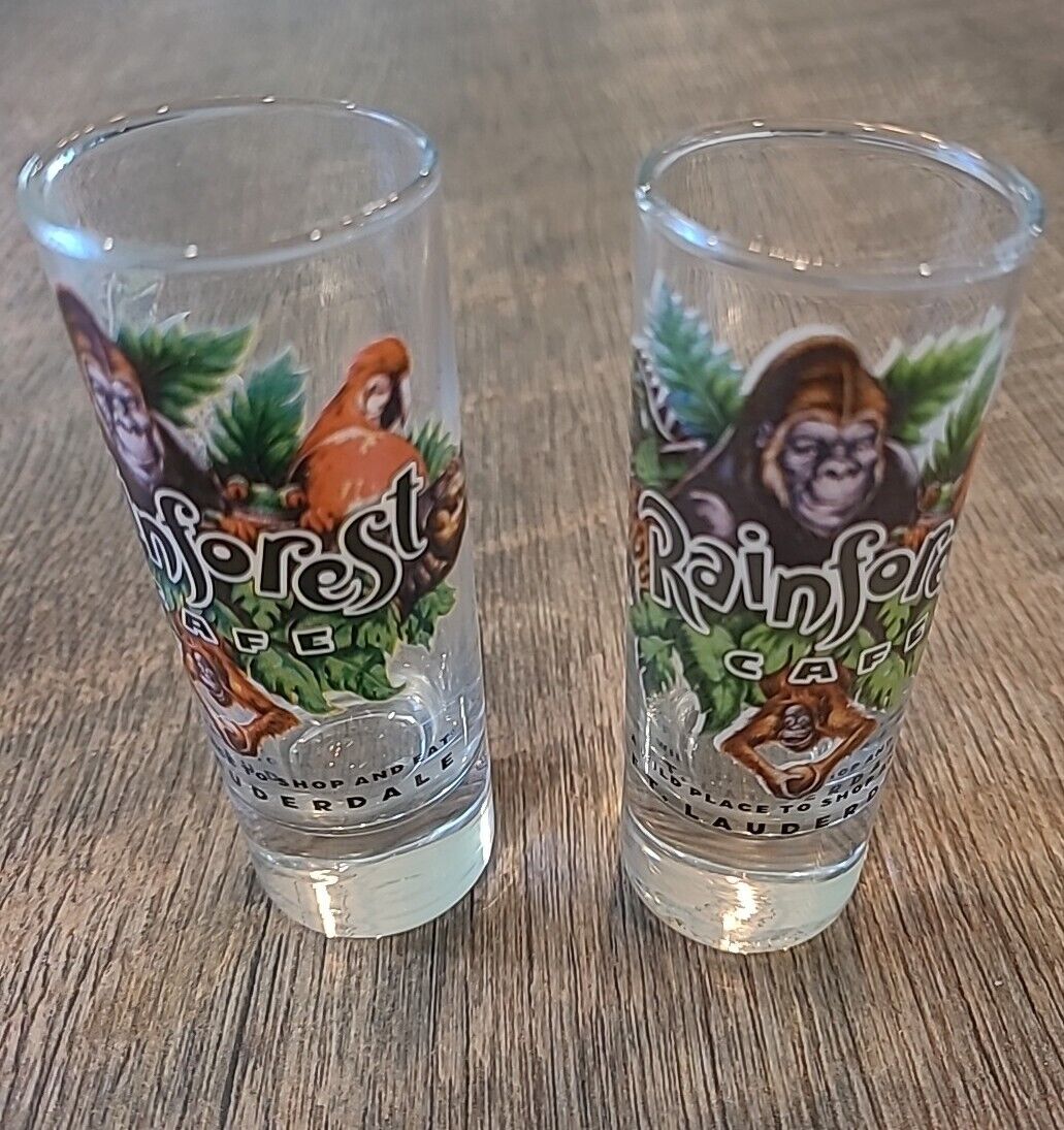 Vintage Rainforest Cafe 4” Tall Double Shot Glass Mall Of America VTG