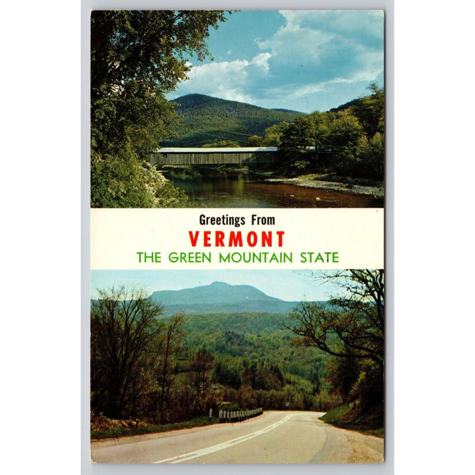 Postcard Greetings From Vermont The Green Mountain State Old Scott Bridge