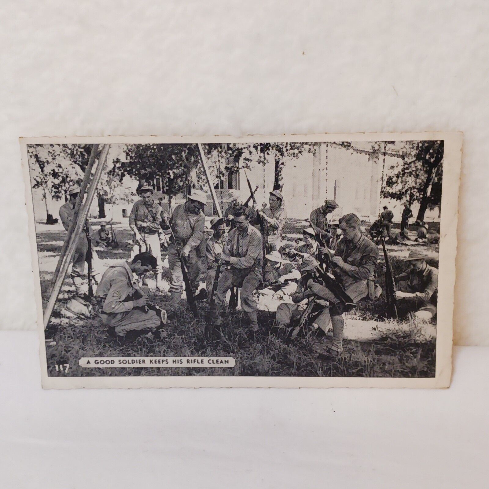 Postcard A Good Soldier Keeps His Rifle Clean B&W Military US Army Unposted