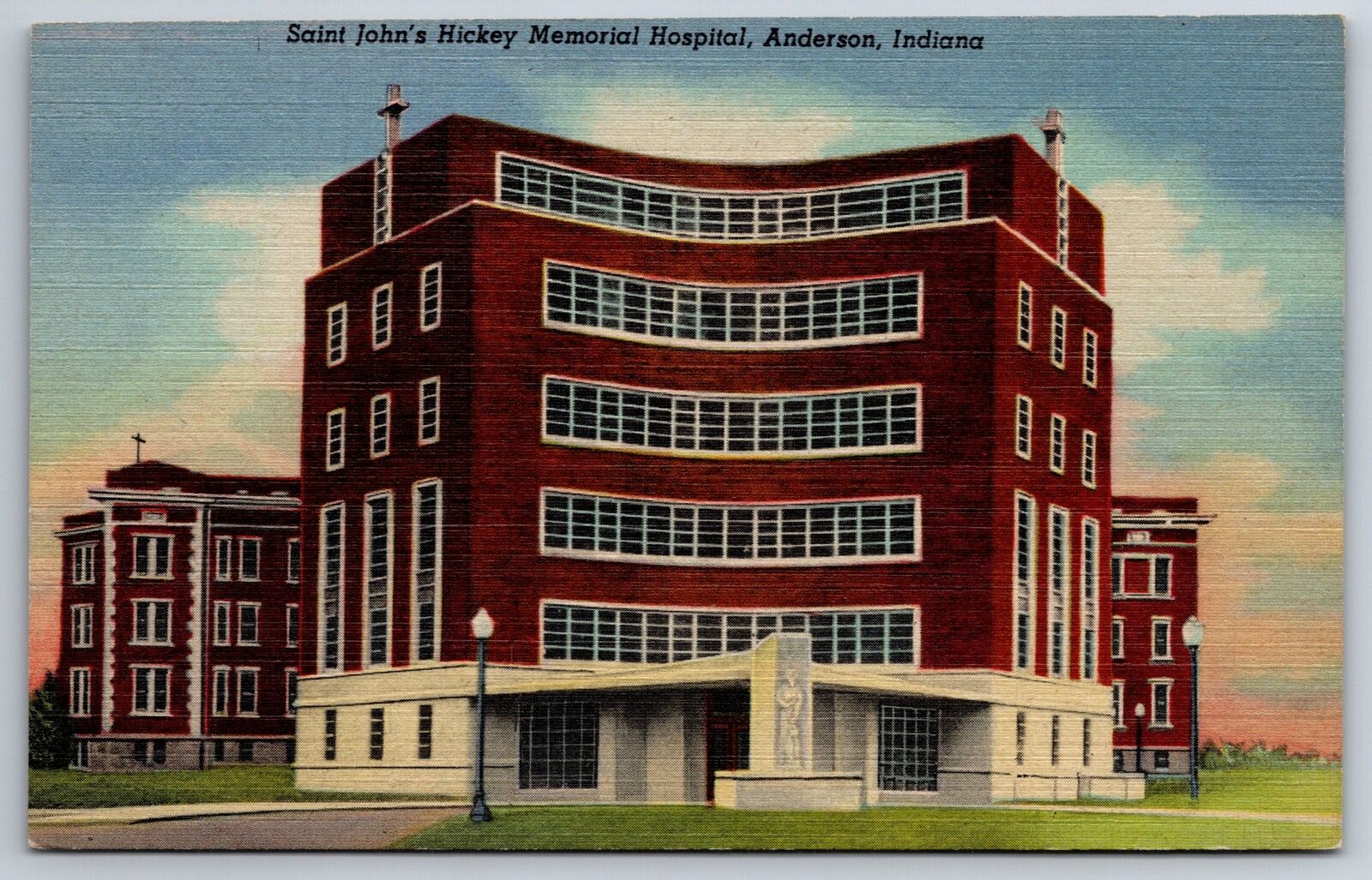 Anderson Indiana~Saint Johns Hickey Memorial Hospital~Vintage Linen Postcard