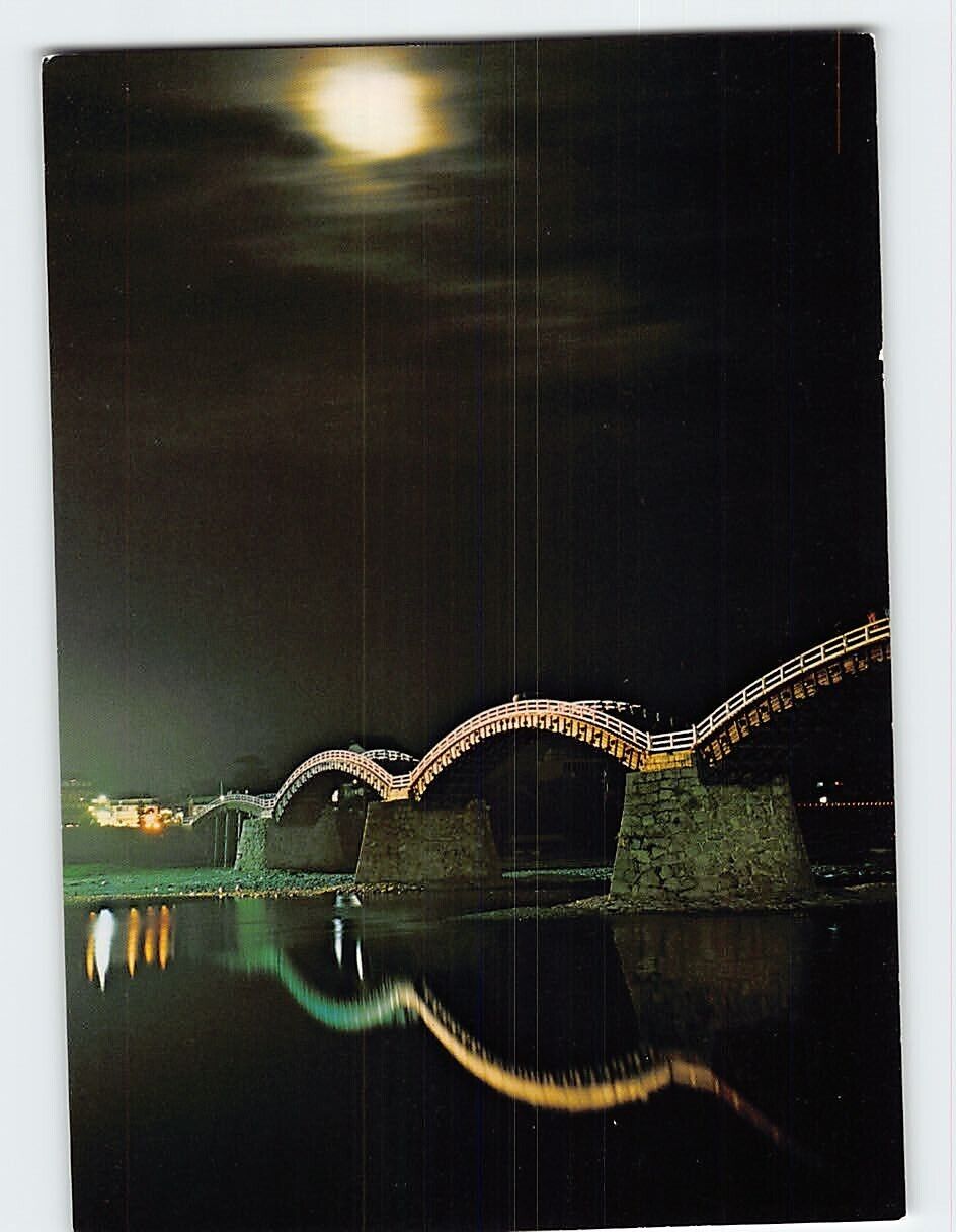 Postcard Kintai Bridge In The Moonlight Iwakuni Japan