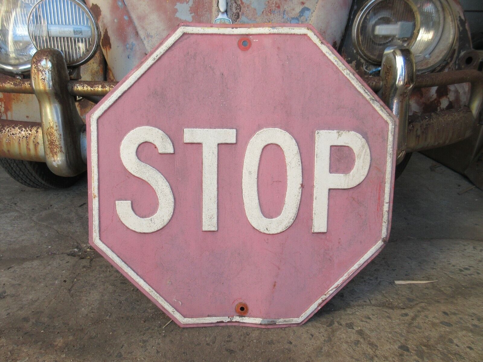  Antique Embossed Stop Traffic  Sign 