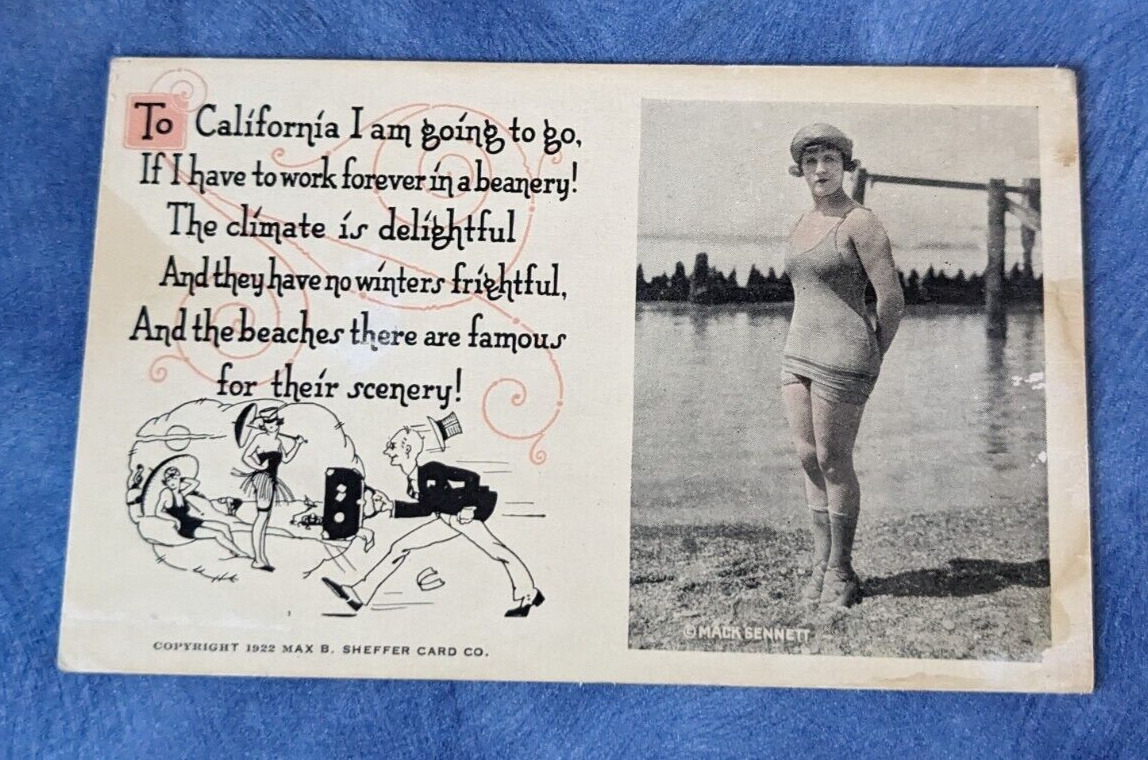 1922 Mack Sennett Bathing Beauty Elsie B. Ware California Max Sheffer Card Co