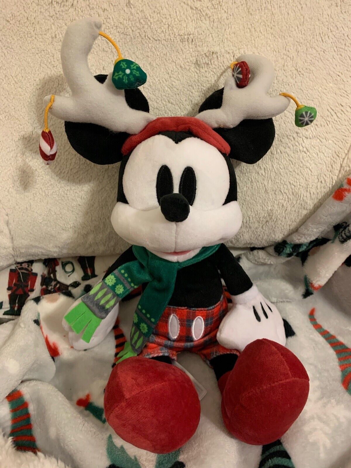 Disney Store Exclusive Christmas Antlers Mickey Mouse Plush Stuffed