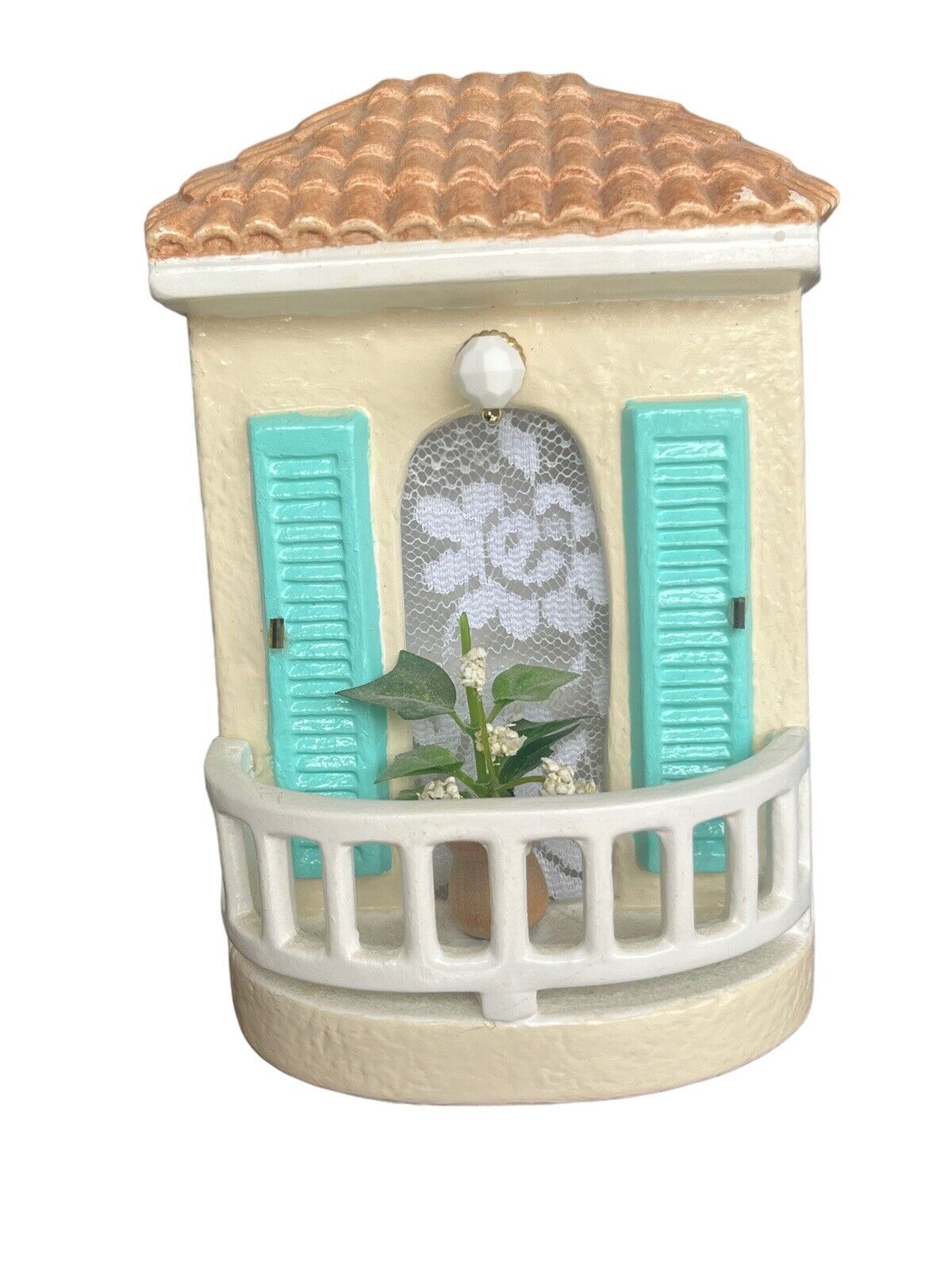 Vintage Hand Painted Greek Mediterranean Wall Hanging Ceramic House Façade Mini