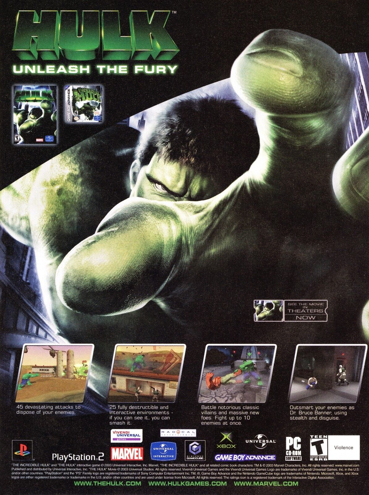 Incredible Hulk Unleash the Fury PS2 Xbox GameCube PC Promo Ad Art Print Poster