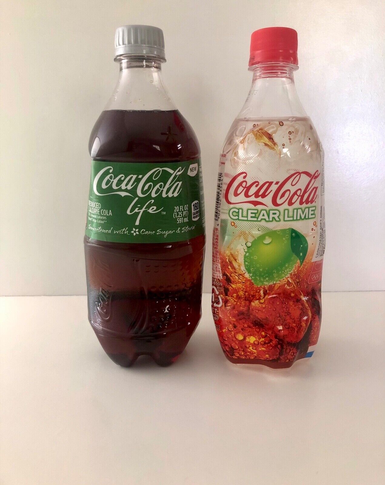 Coca Cola Life ‘New Tag’ & Coca Cola Clear Lime Bottles | Coke Lot of 2, Expired