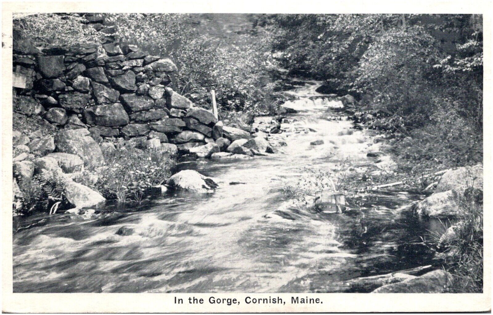 In The Gorge Cornish Maine ME Scenic River View 1933 Postcard Photo B&W