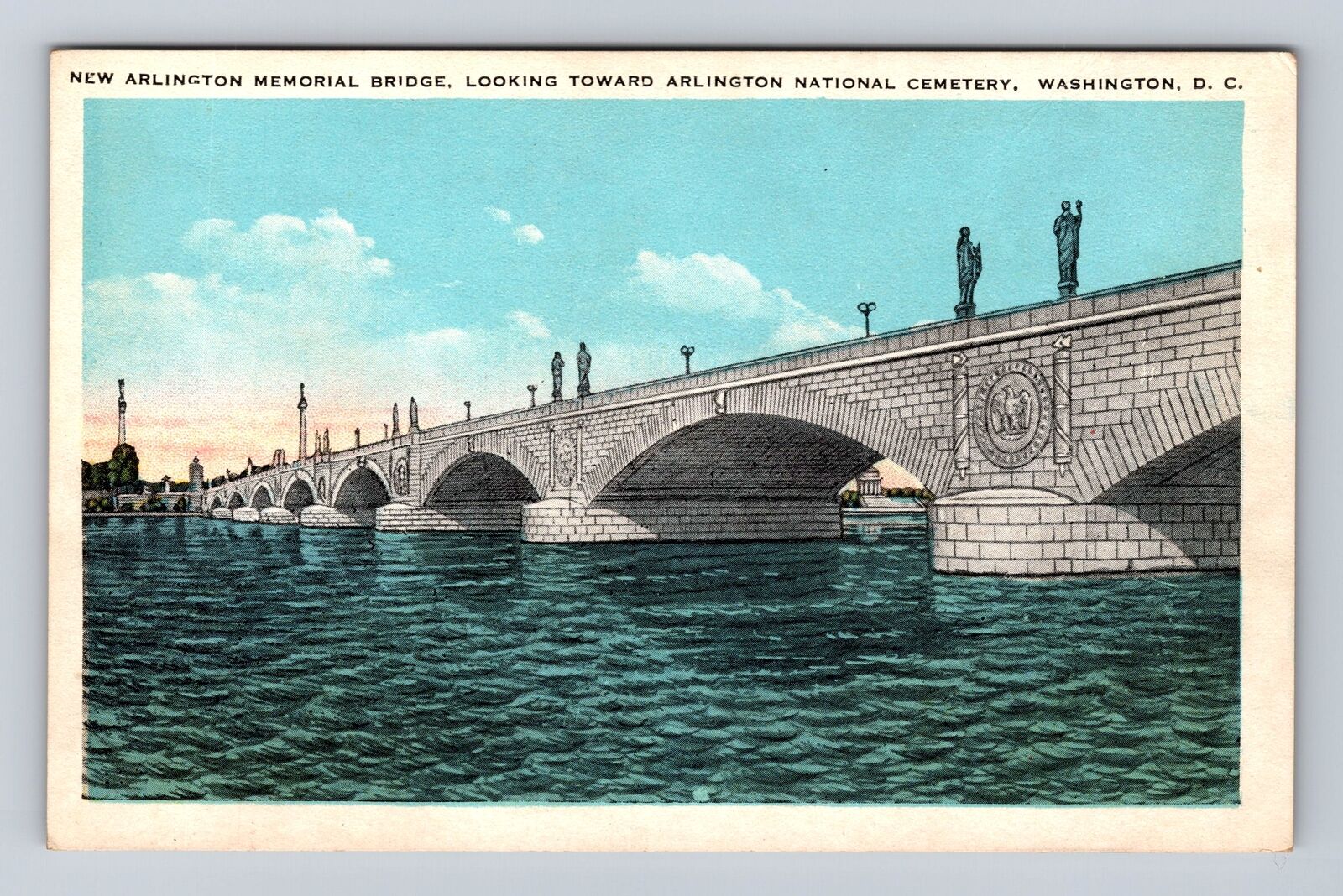 Washington DC-New Arlington Memorial Bridge, Antique, Vintage Souvenir Postcard