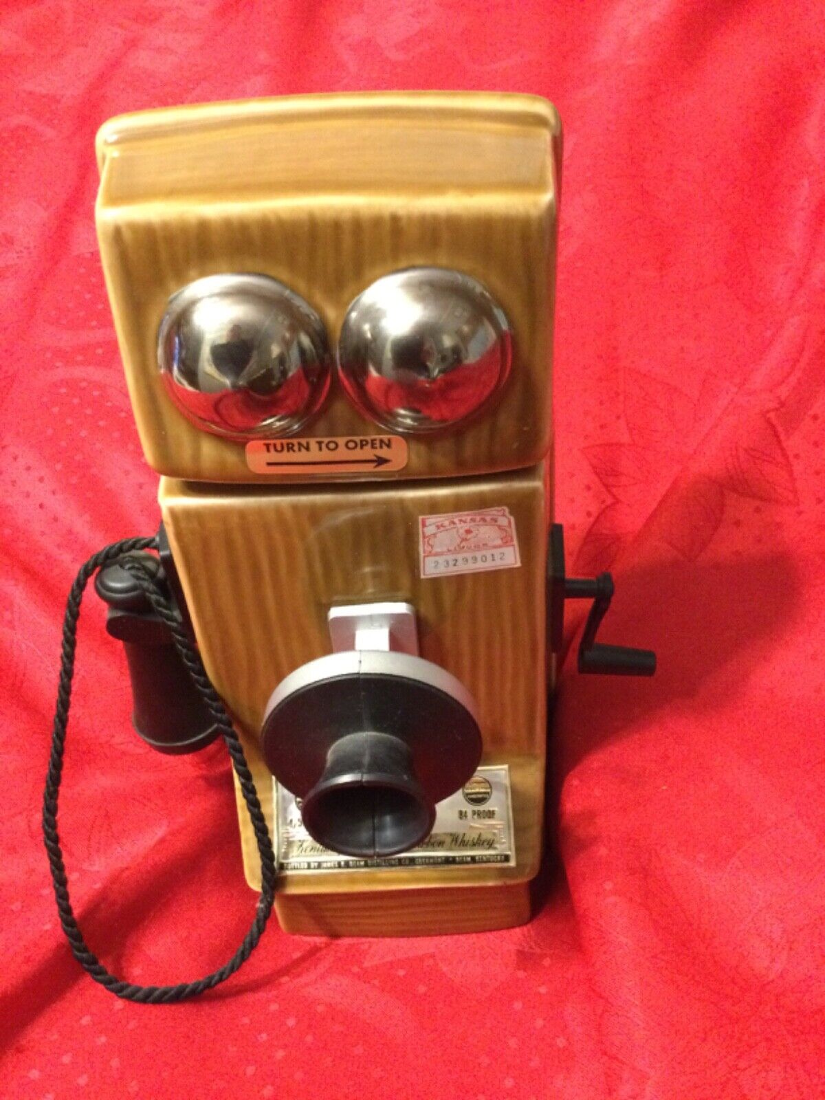 Vintage Jim Beam 1907 Wall Phone Telephone Pioneers Decanter Empty 4/5 Quart