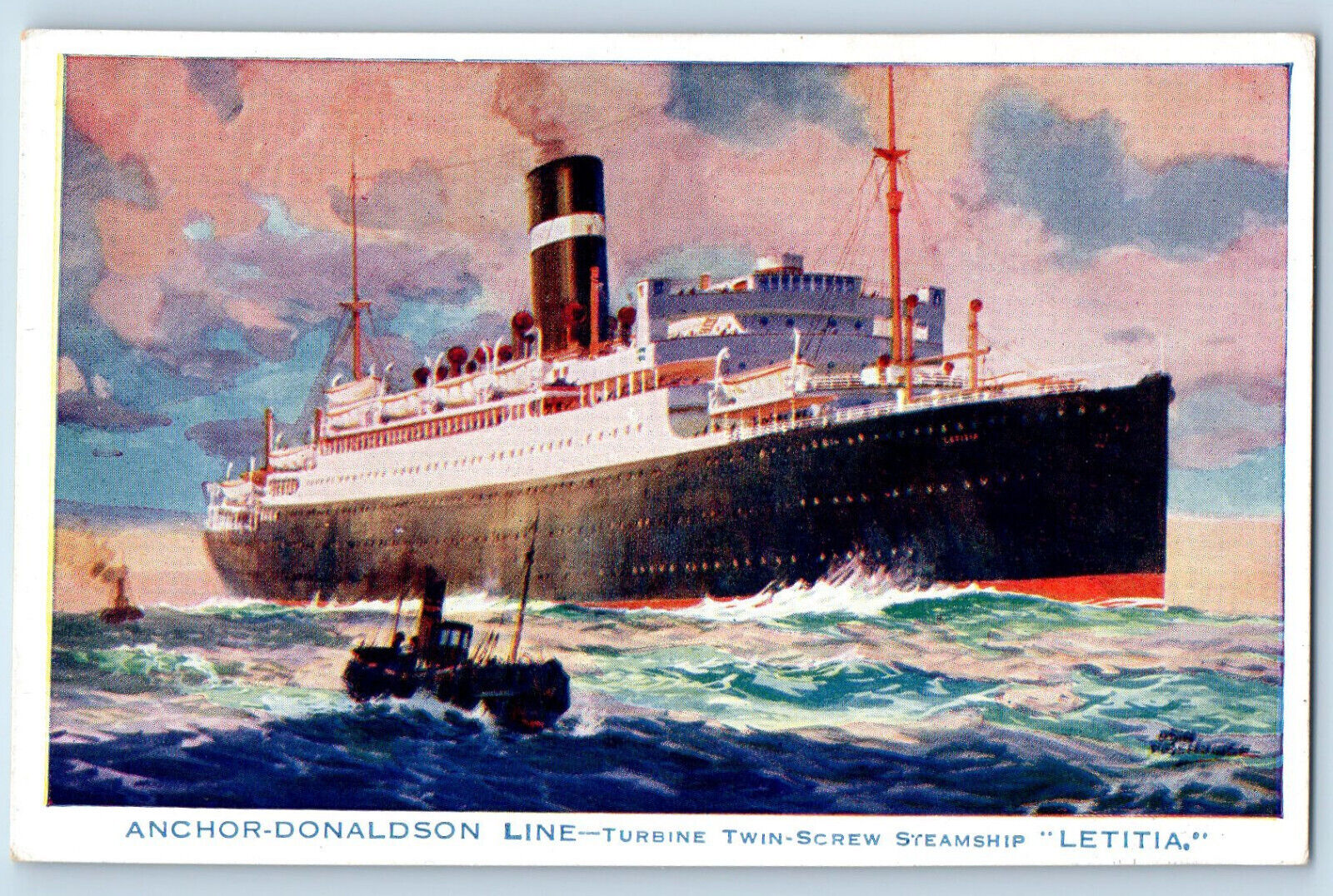 Scotland Postcard Turbine Twin Screw Steamship Letitia c1930\'s Unposted