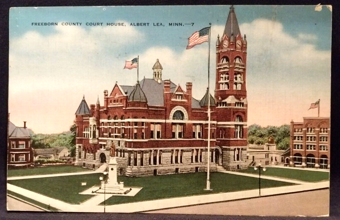 Albert Lea Minnesota MN Freeborn County Court House 1941 Postcard