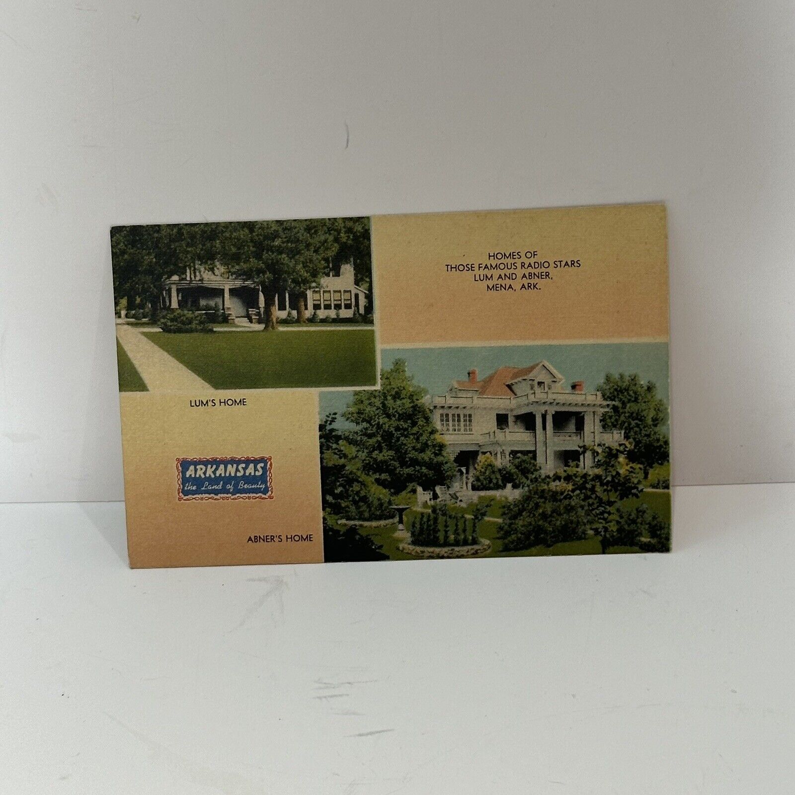 Vintage Postcard Arkansas Homes Radio Stars Lum\'s Abner\'s Homes Mena Ark. Posted