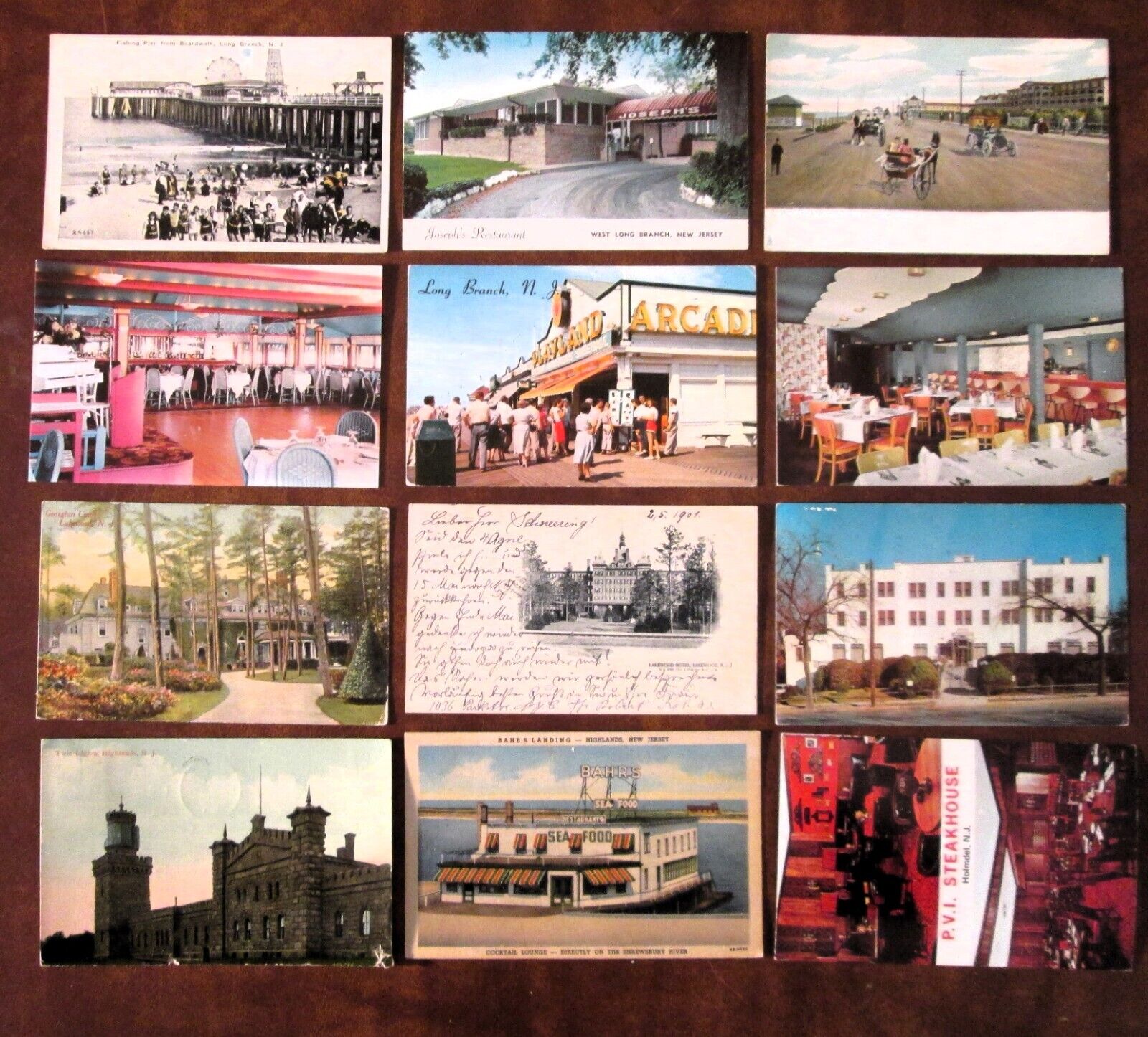 12 NEW JERSEY Postcards LOT - LONG BRANCH / LAKEWOOD 1901 / HIGHLANDs / HOLMDEL