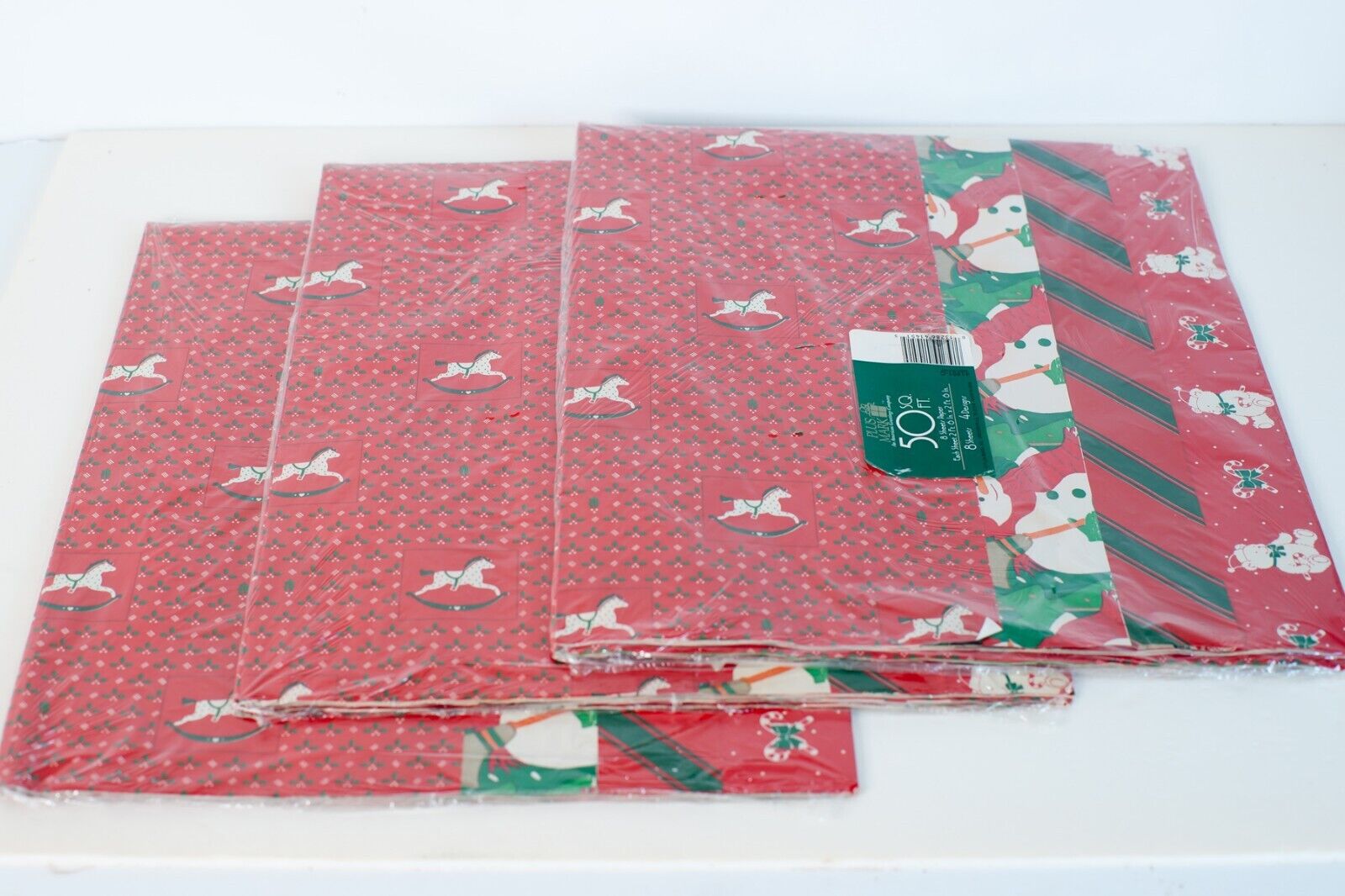 Plus Mark Vintage Ephemera Christmas Wrapping Paper 3 Packs of 8 Sheets 50 Sq Ft