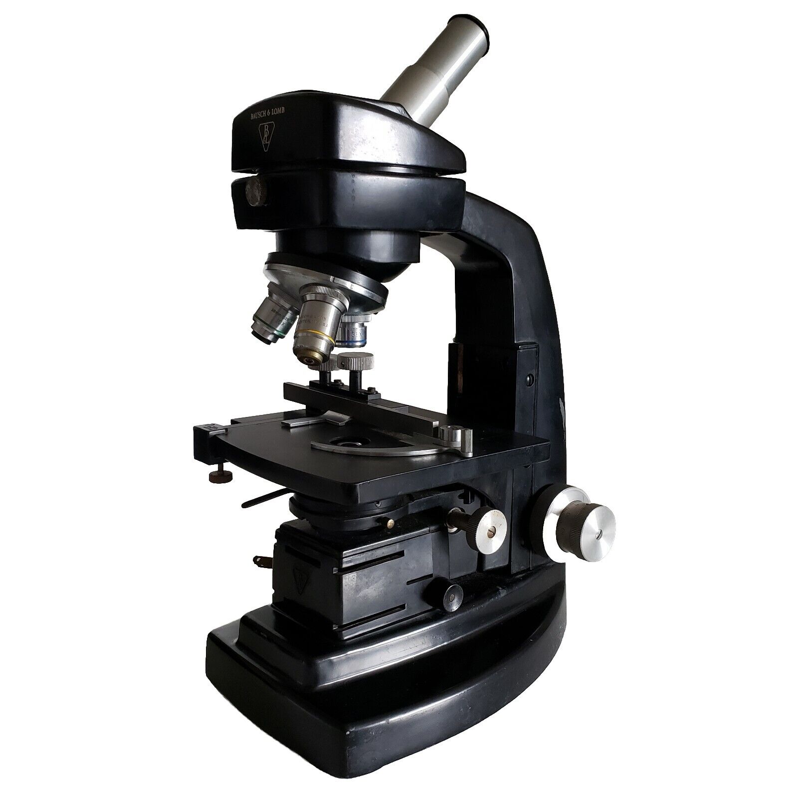 Bausch & Lomb 3 Objective Mono Microscope Professional – 3.5x, 10x, 43x Vintage