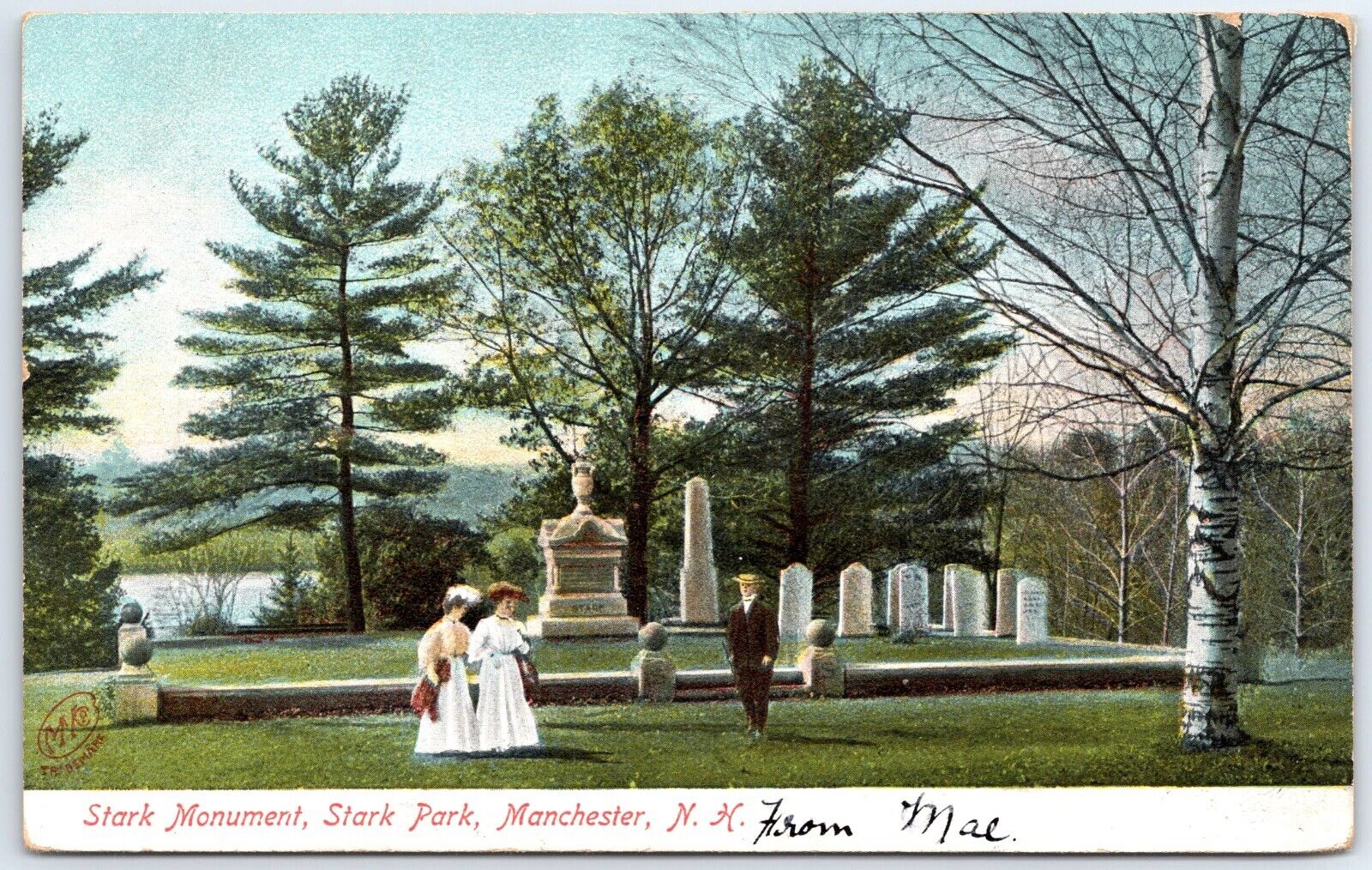 c1910\'s Stark Monument Star Park Manchester New Hampshire NH Posted Postcard