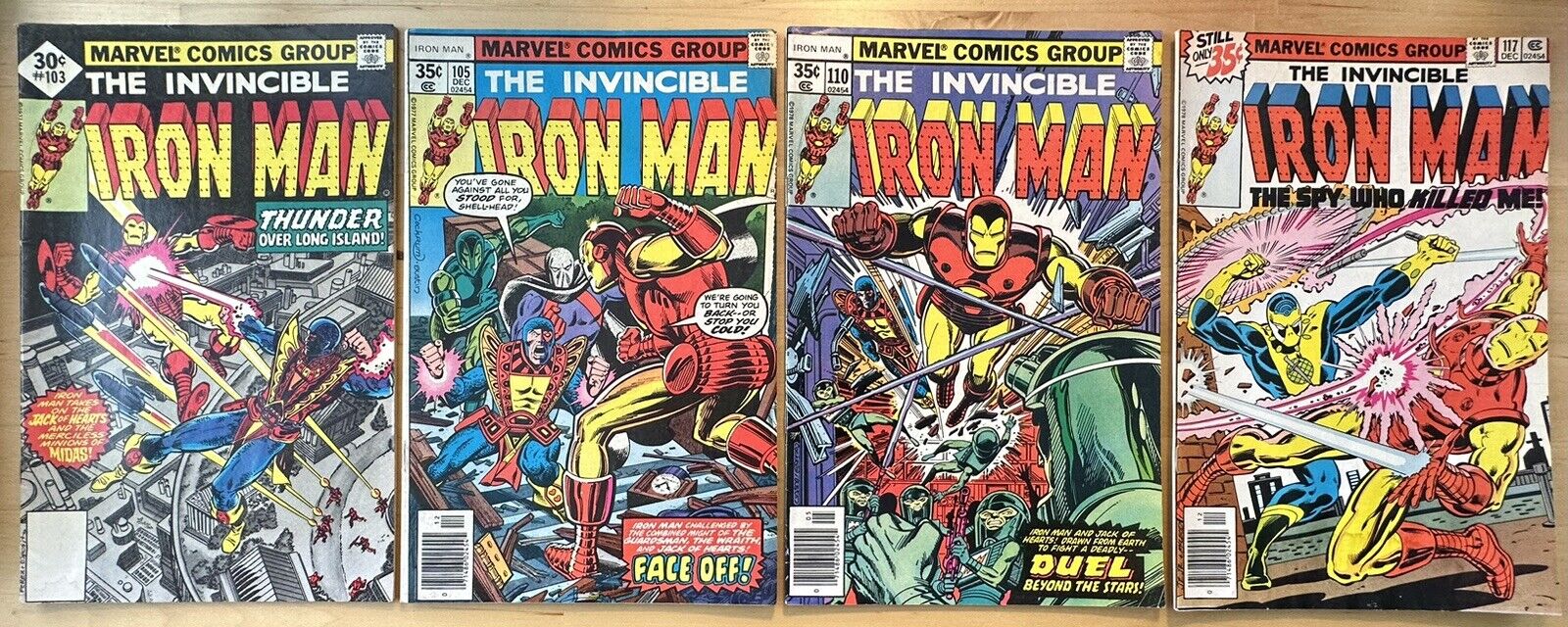 The Invincible Iron Man #103, #105, #110, #117 Marvel Bronze Age Comic Book Lot