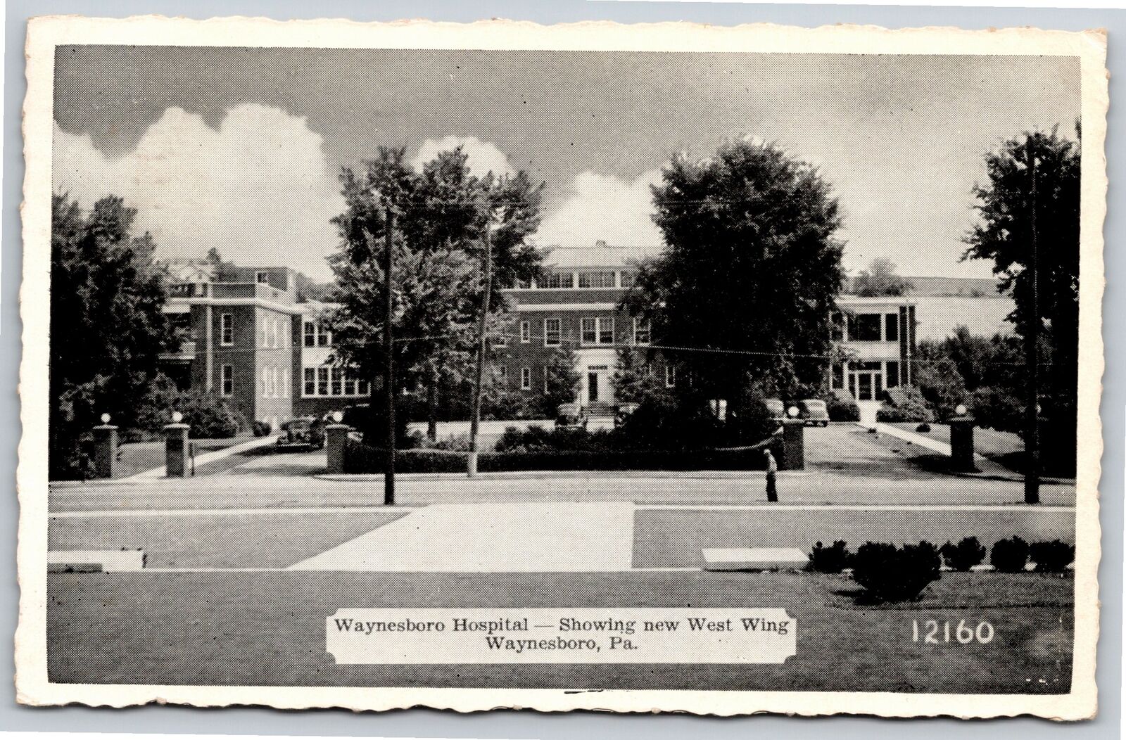 Waynesboro Pennsylvania~Waynesboro Hospital West Wing B&W~Vintage Postcard