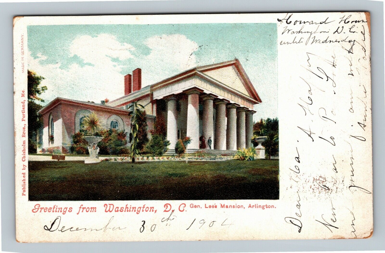 Scenic Greetings, General Lees Mansion, Washington DC c1904 Vintage Postcard