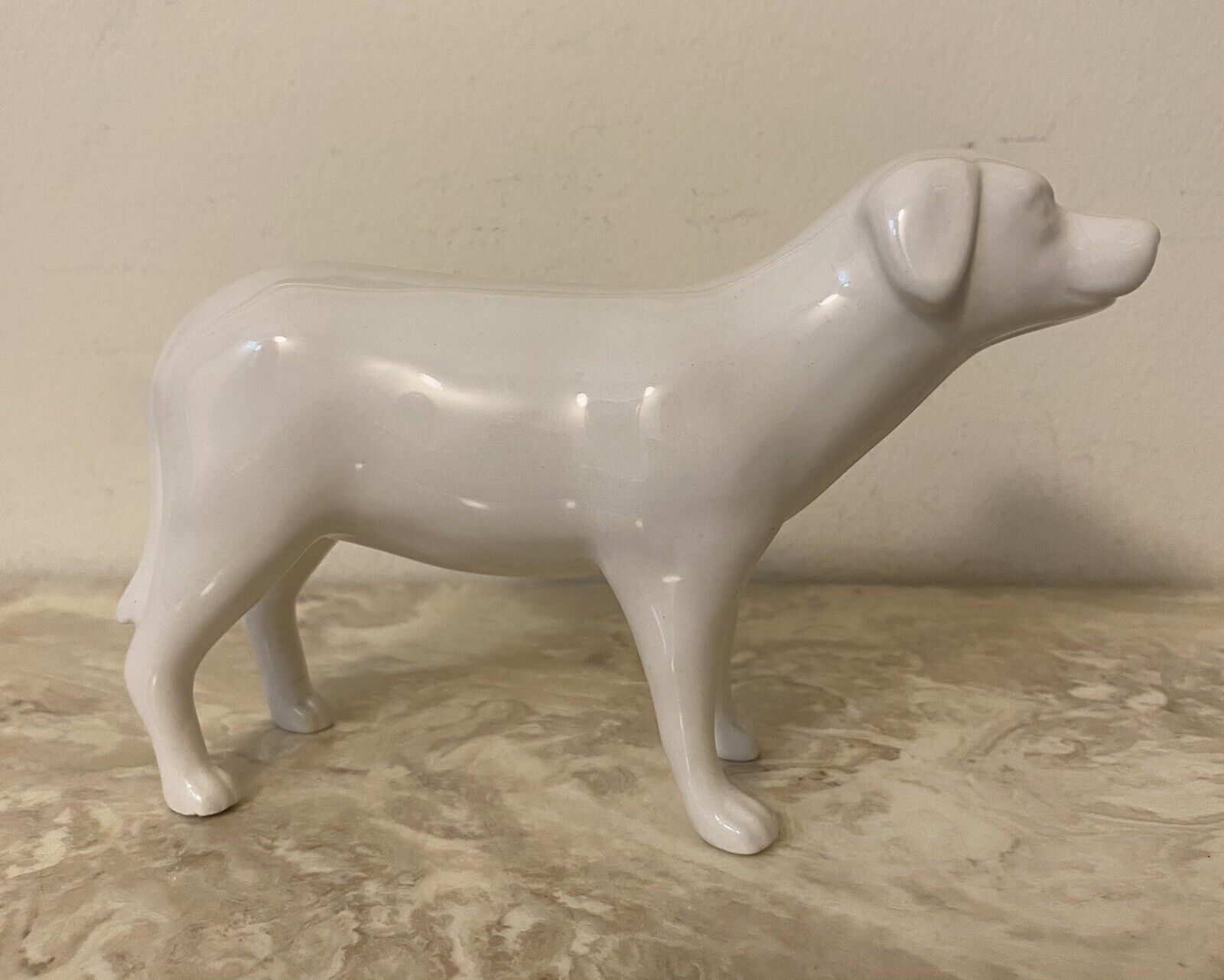 Vintage White Porcelain Dog Statue Labrador Retriever Figurine 4” Tall