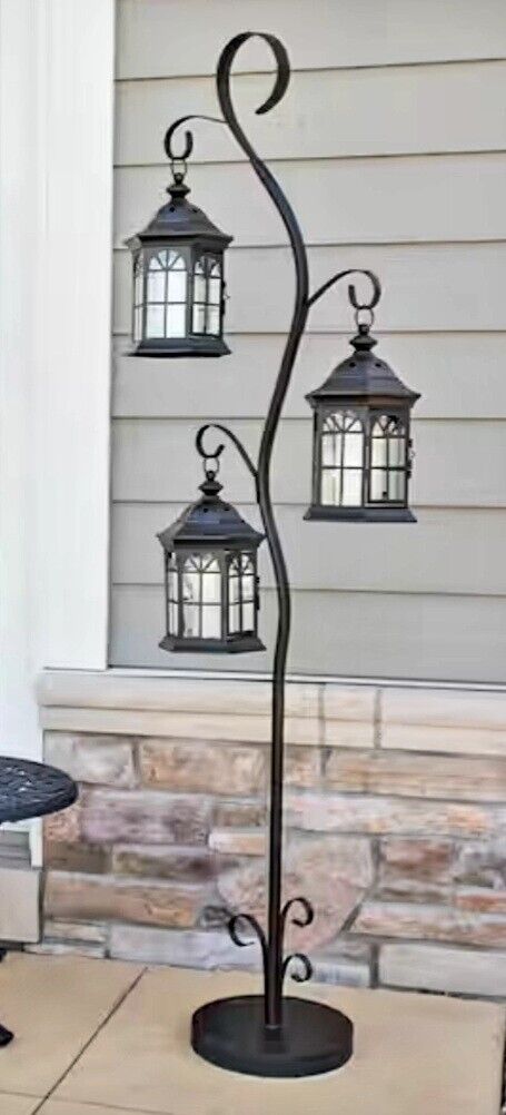 Metal Lantern Tree with 3 Candle Holders 6'H