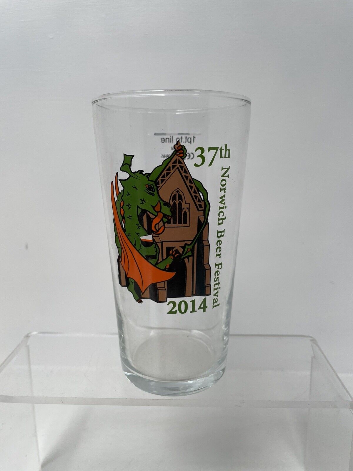 Norwich 37th Beer Festival Pint Glass 2014 Dragon - VGC