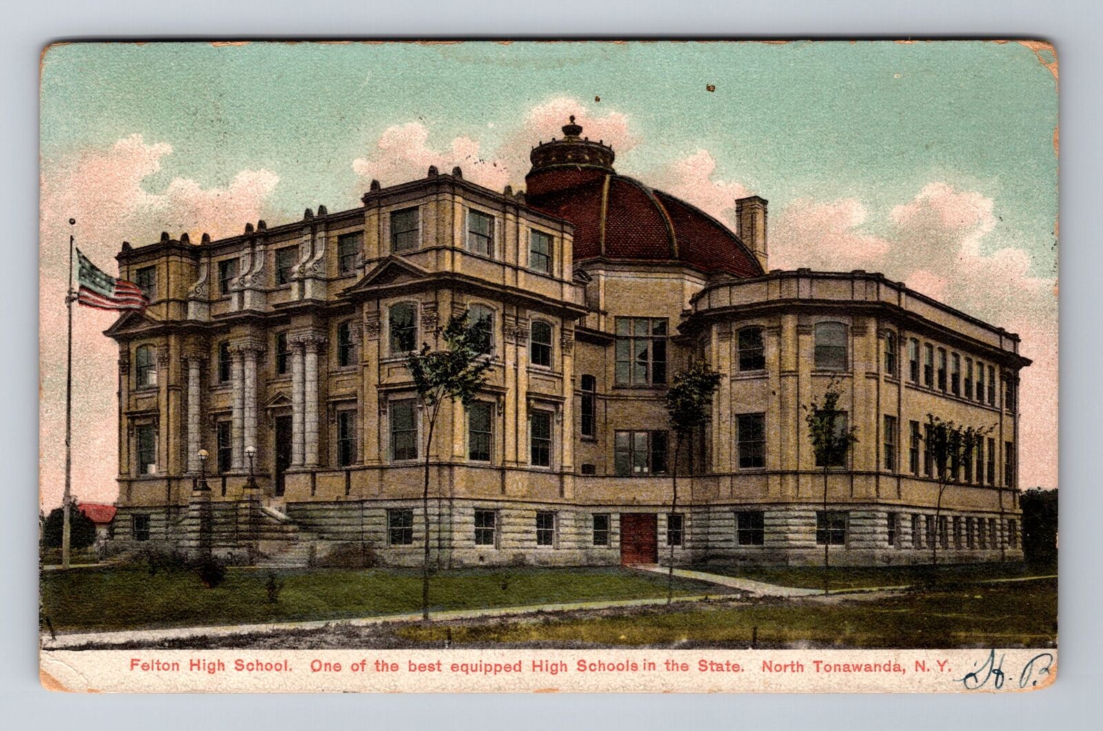 North Tonawanda NY-New York, Felton High School, c1907 Antique Vintage Postcard