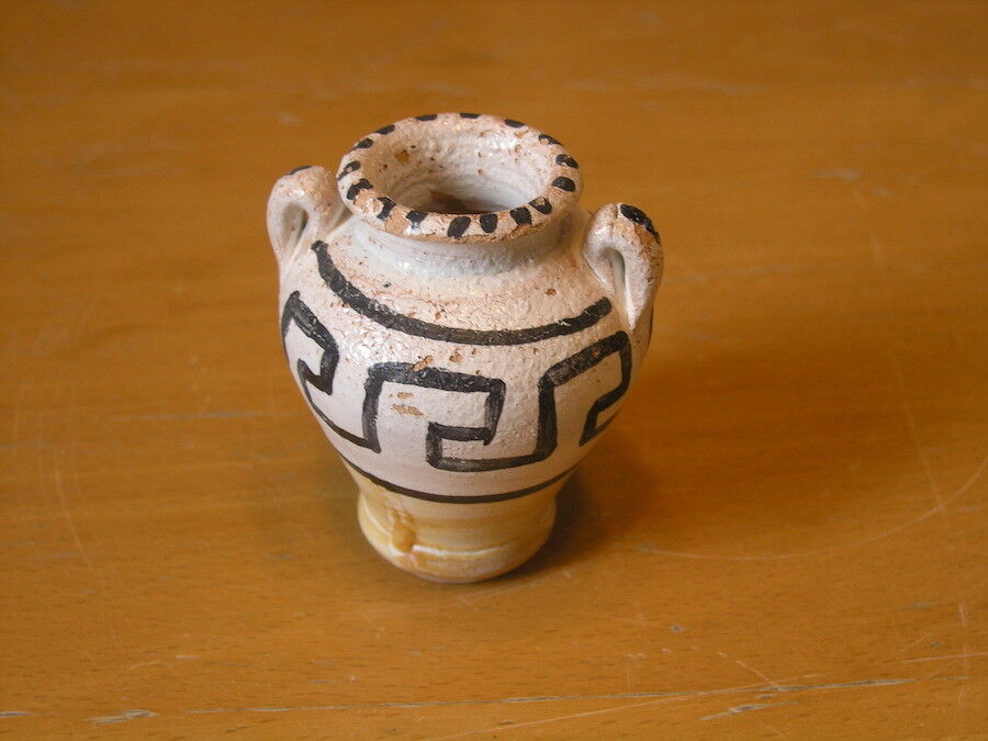 Vintage Miniature Kreta Crete Minoan Greek Stressed Pottery Classic Slip Painted
